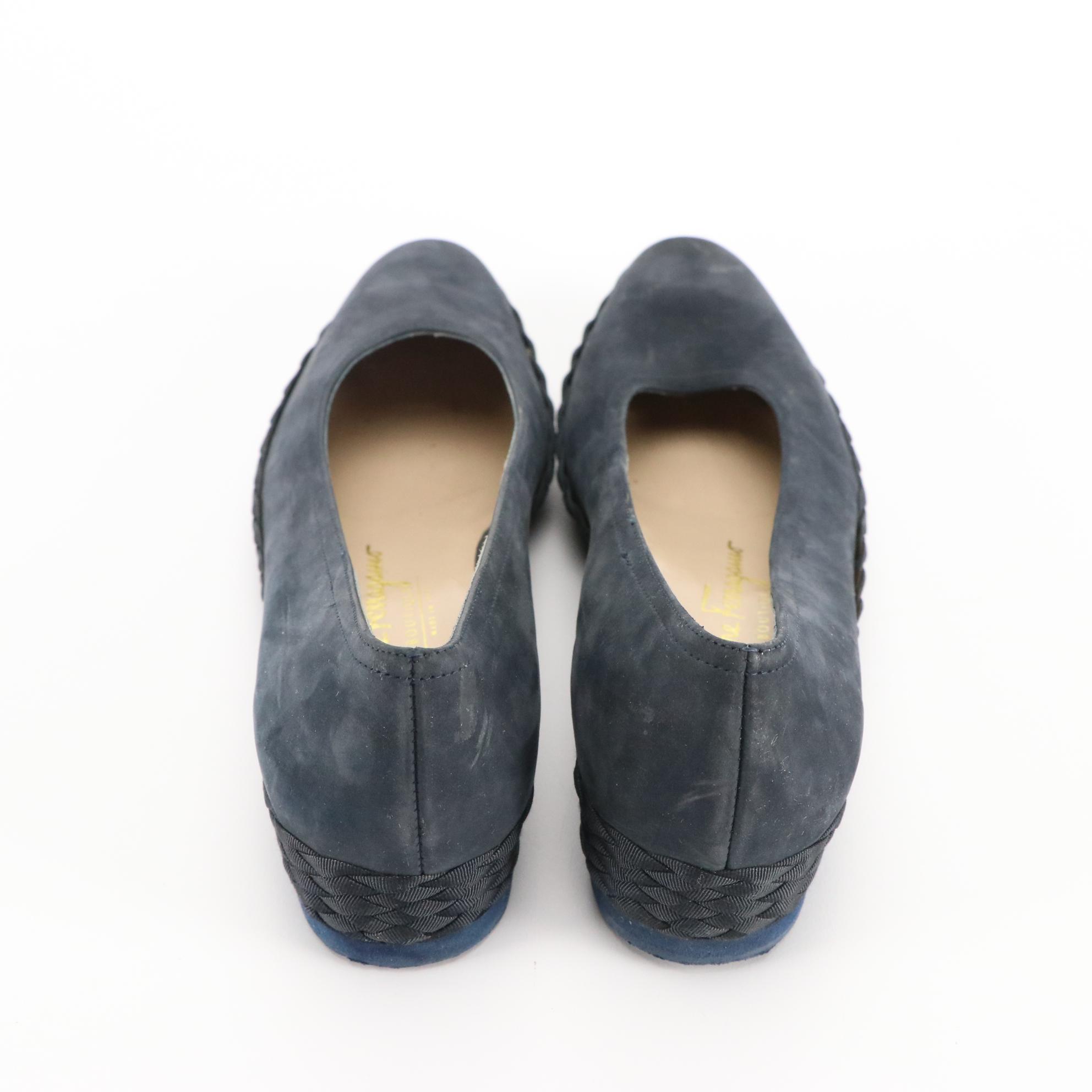 Salvatore Ferragamo Navy Suede Espadrilles & Stuart Weitzman Tassel Loafers