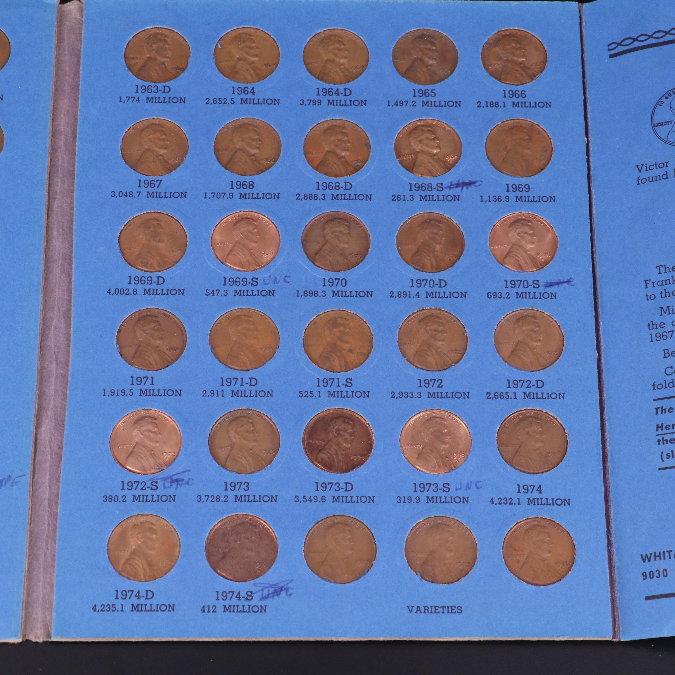 Thirteen Complete Lincoln Cent Sets 1941-1974, Each Set With 105 Coins