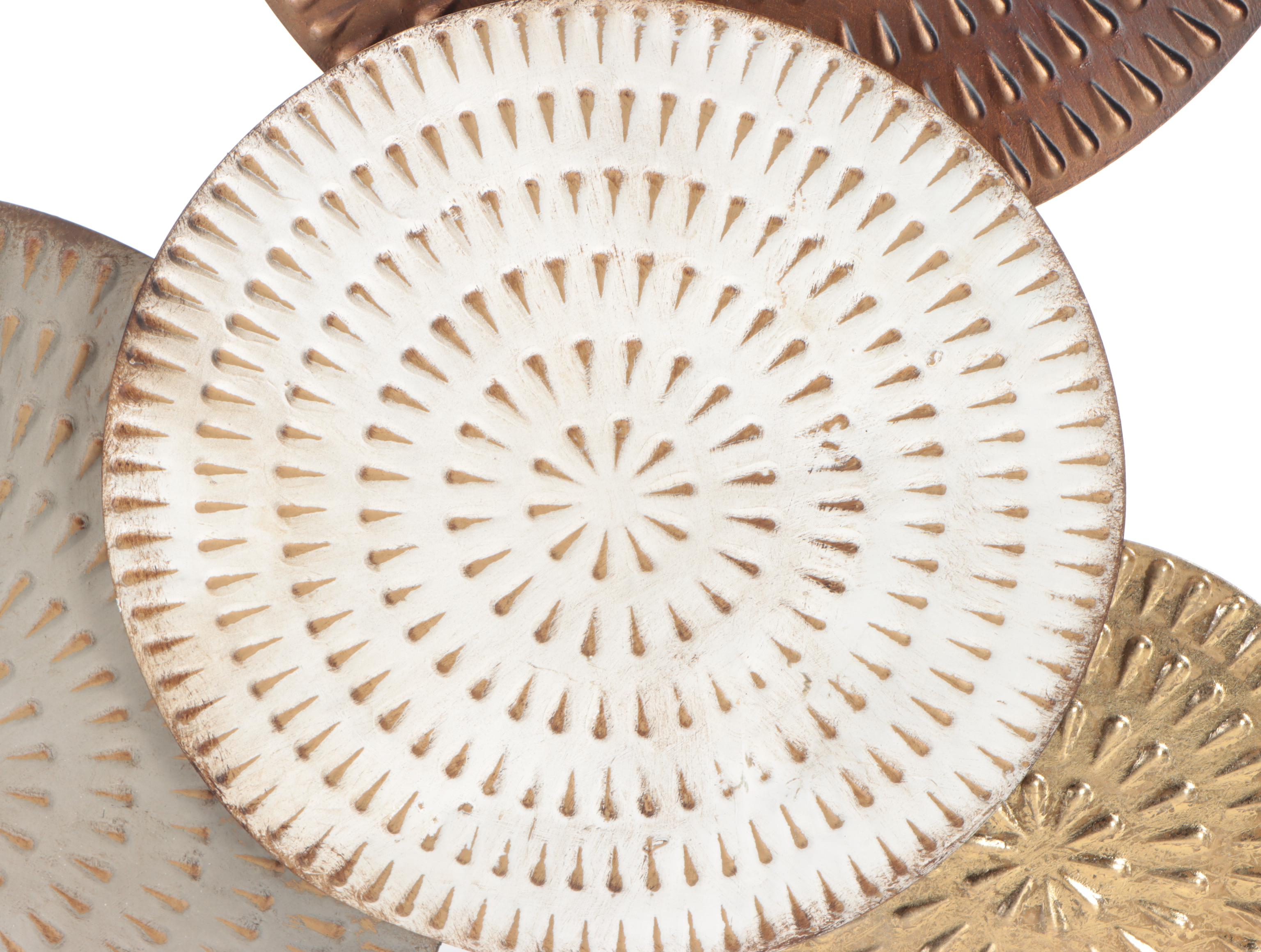 Abstract Metal Circle Wall Hanging Sculpture With Metal Leafy Branch