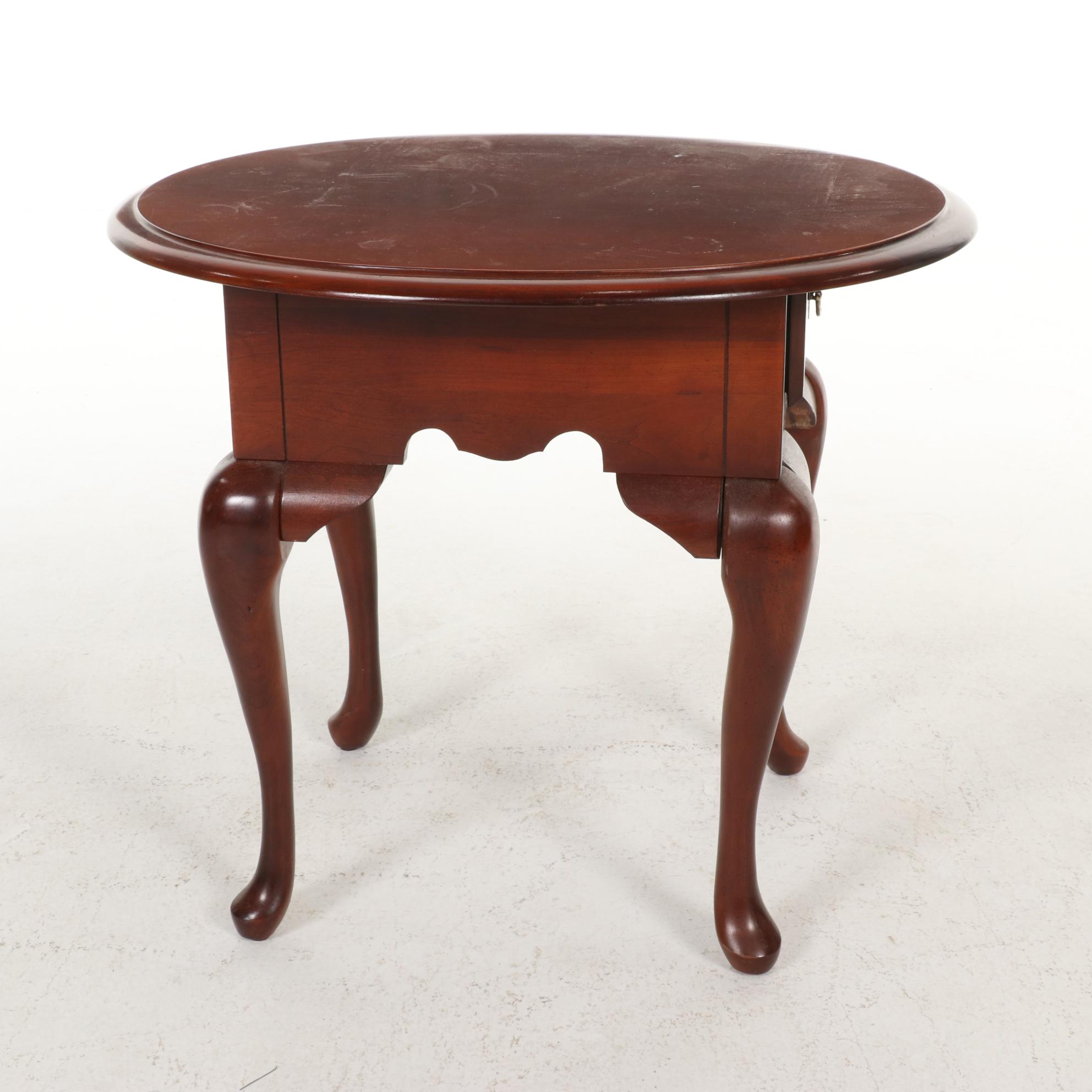 Queen Anne Style Cherry SingleDrawer End Table EBTH
