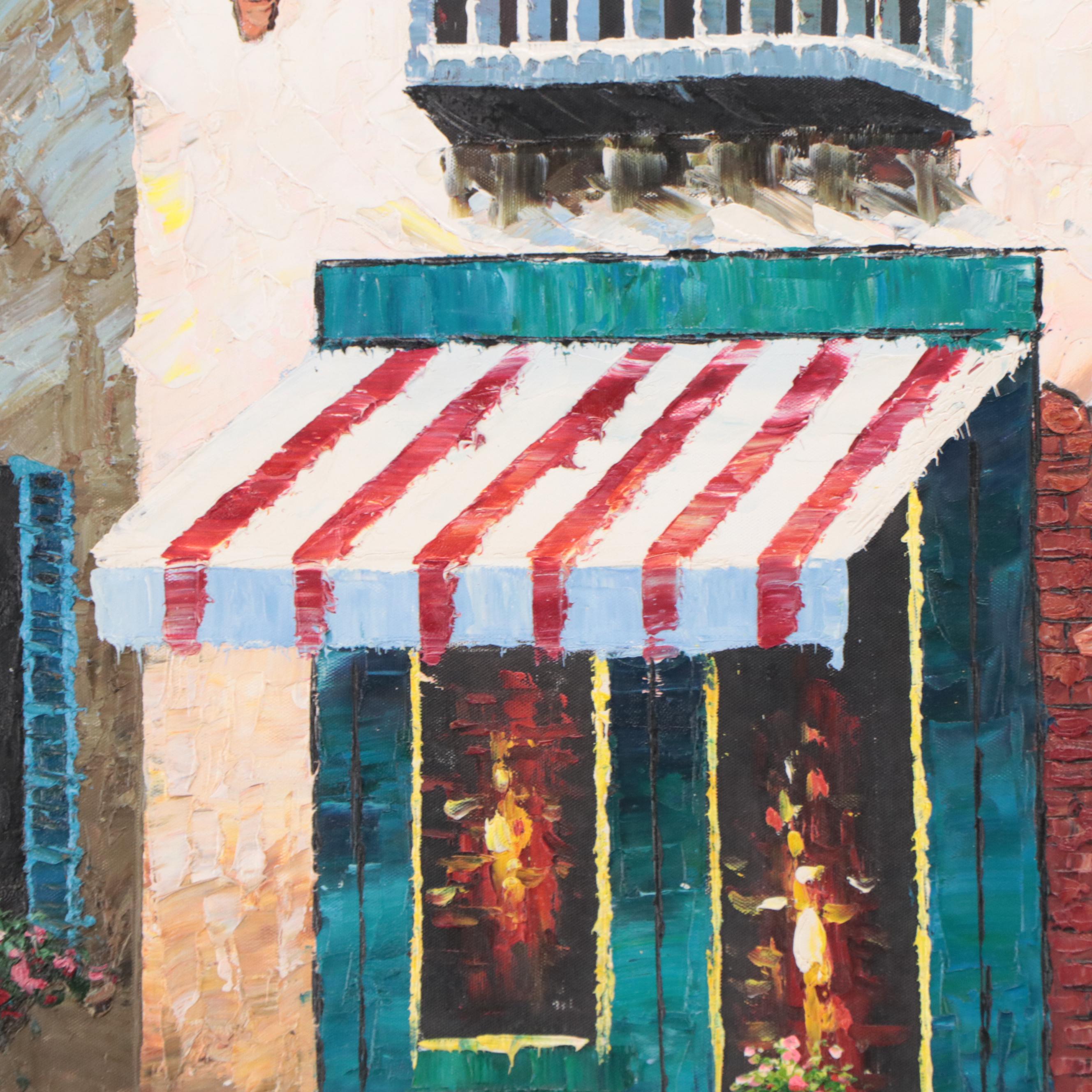 Rossini Oil Painting of a Venetian Canal Scene