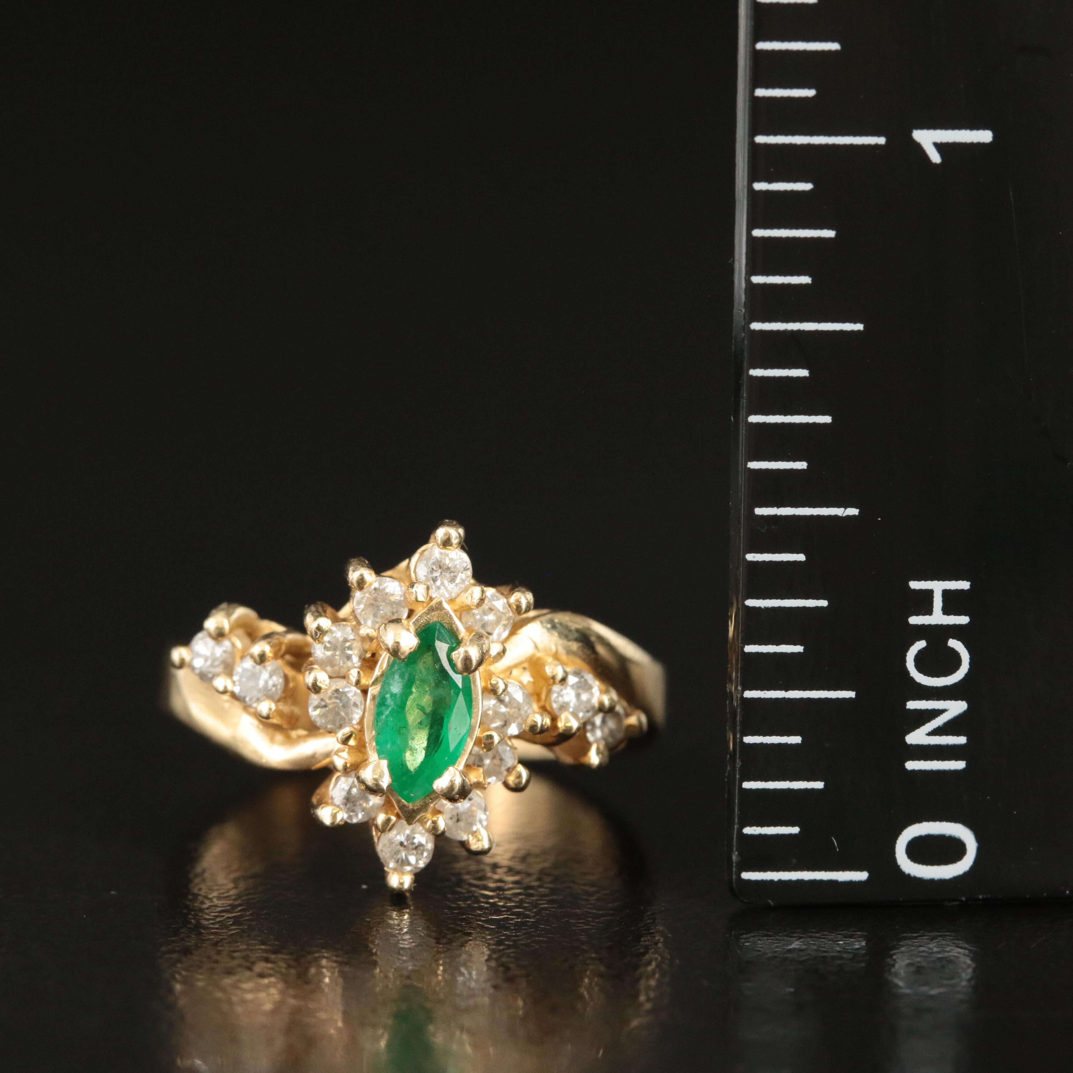 14K Emerald and Diamond Ring