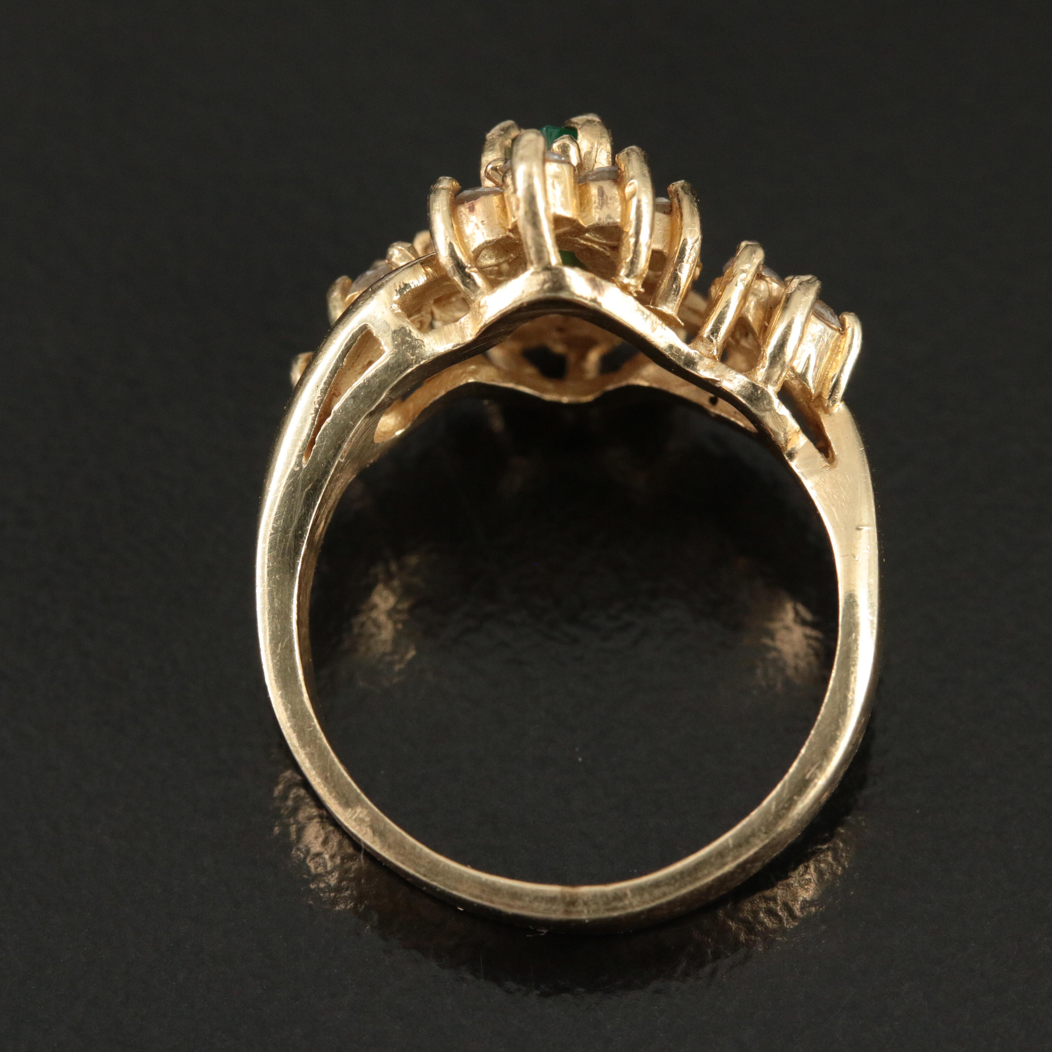 14K Emerald and Diamond Ring