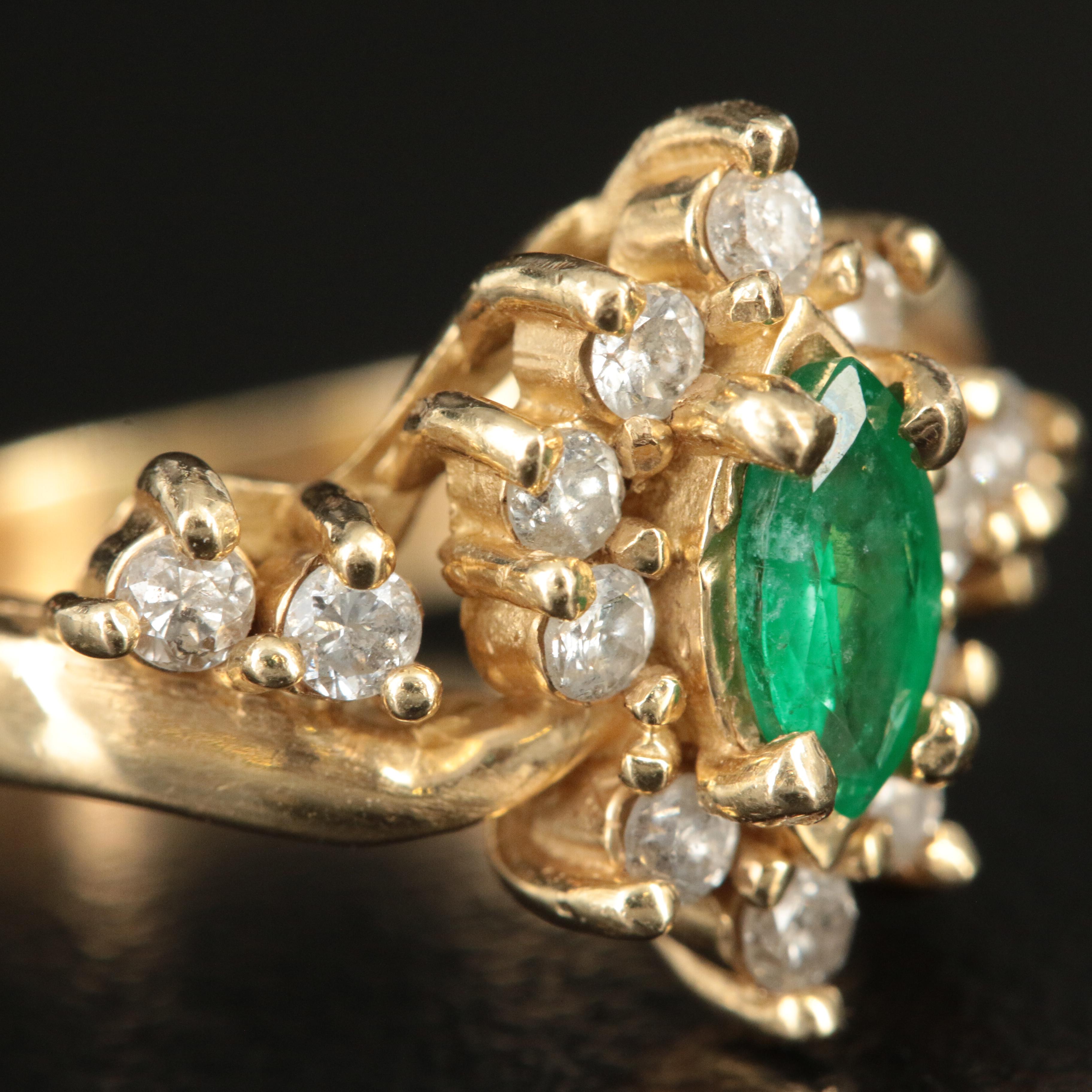 14K Emerald and Diamond Ring