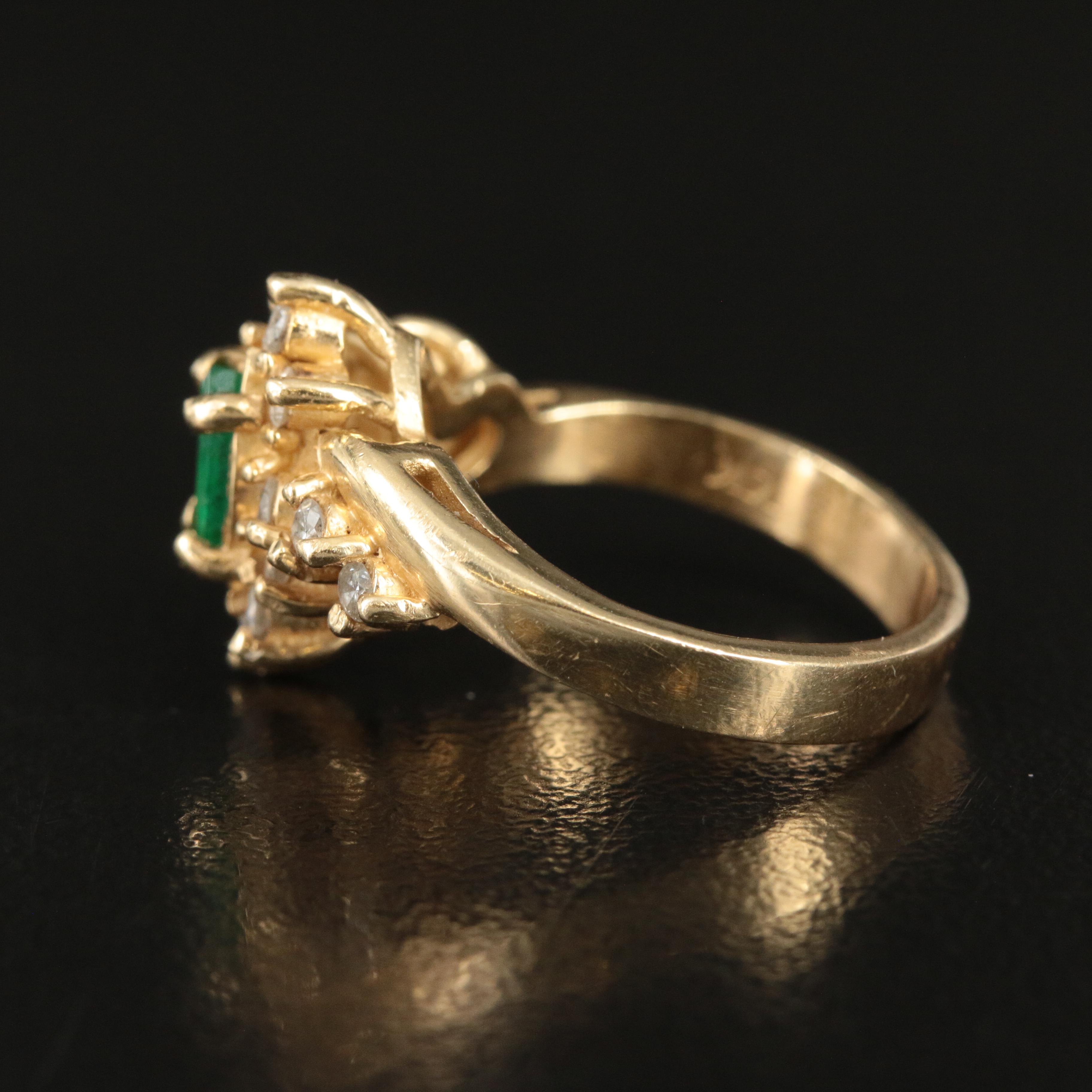 14K Emerald and Diamond Ring