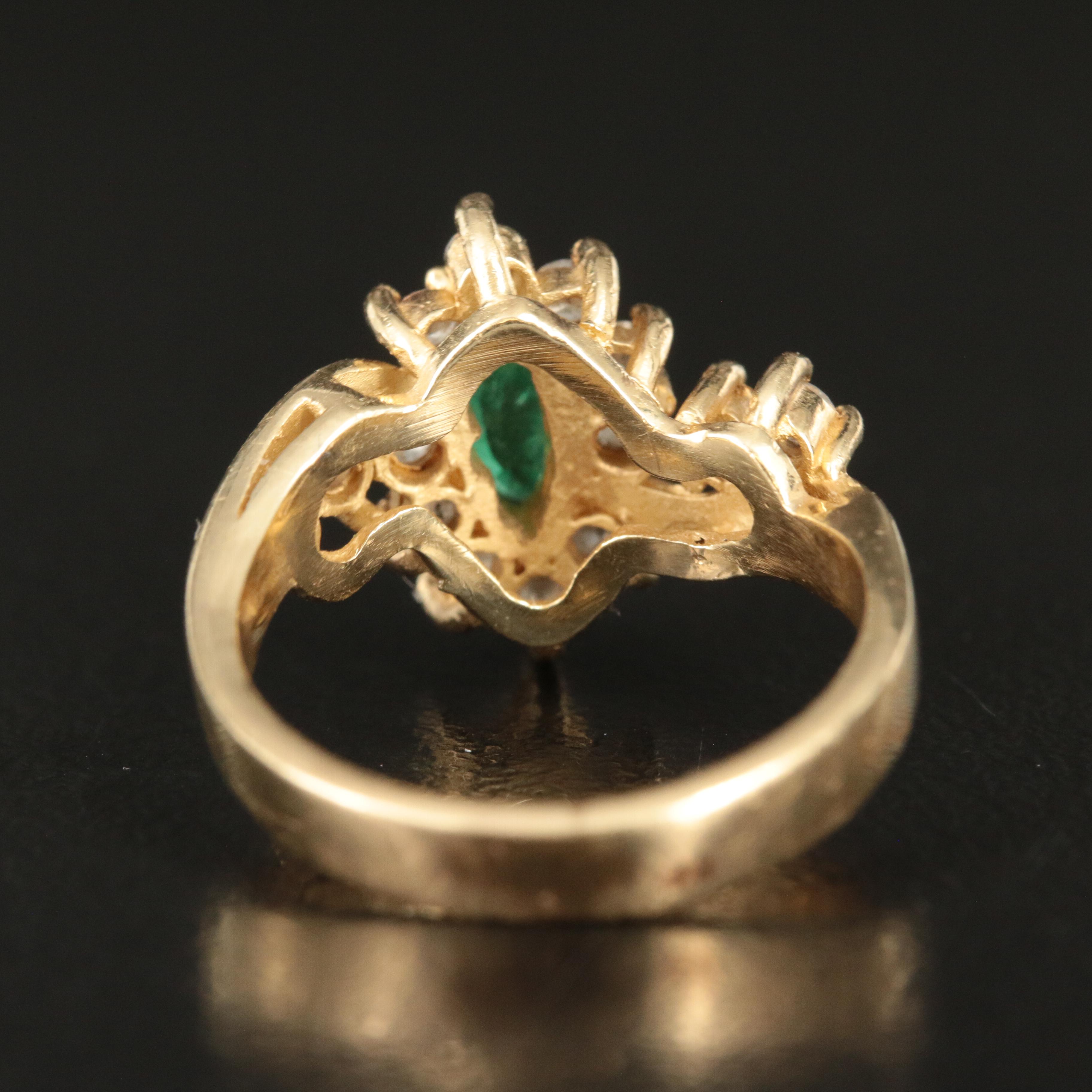 14K Emerald and Diamond Ring