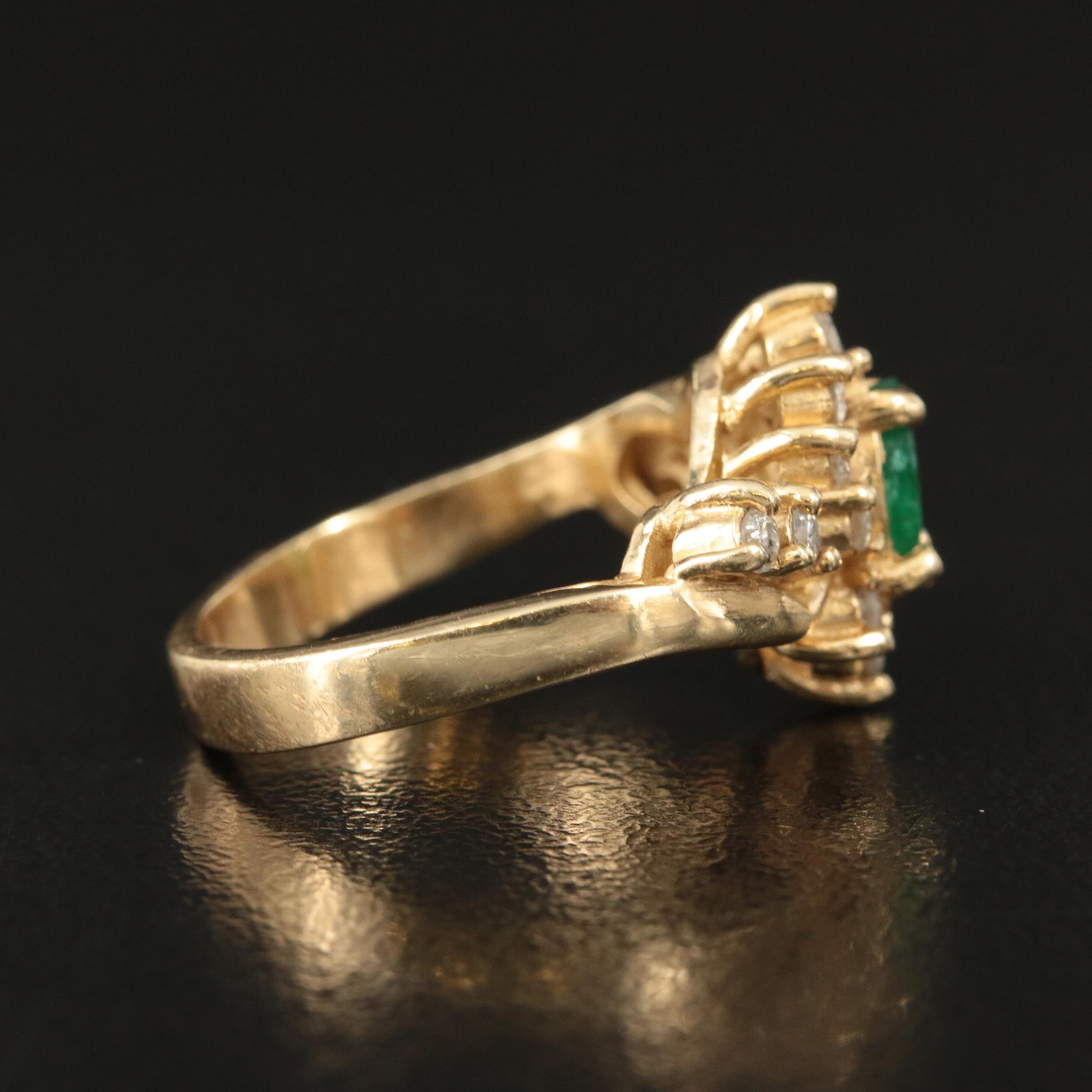 14K Emerald and Diamond Ring