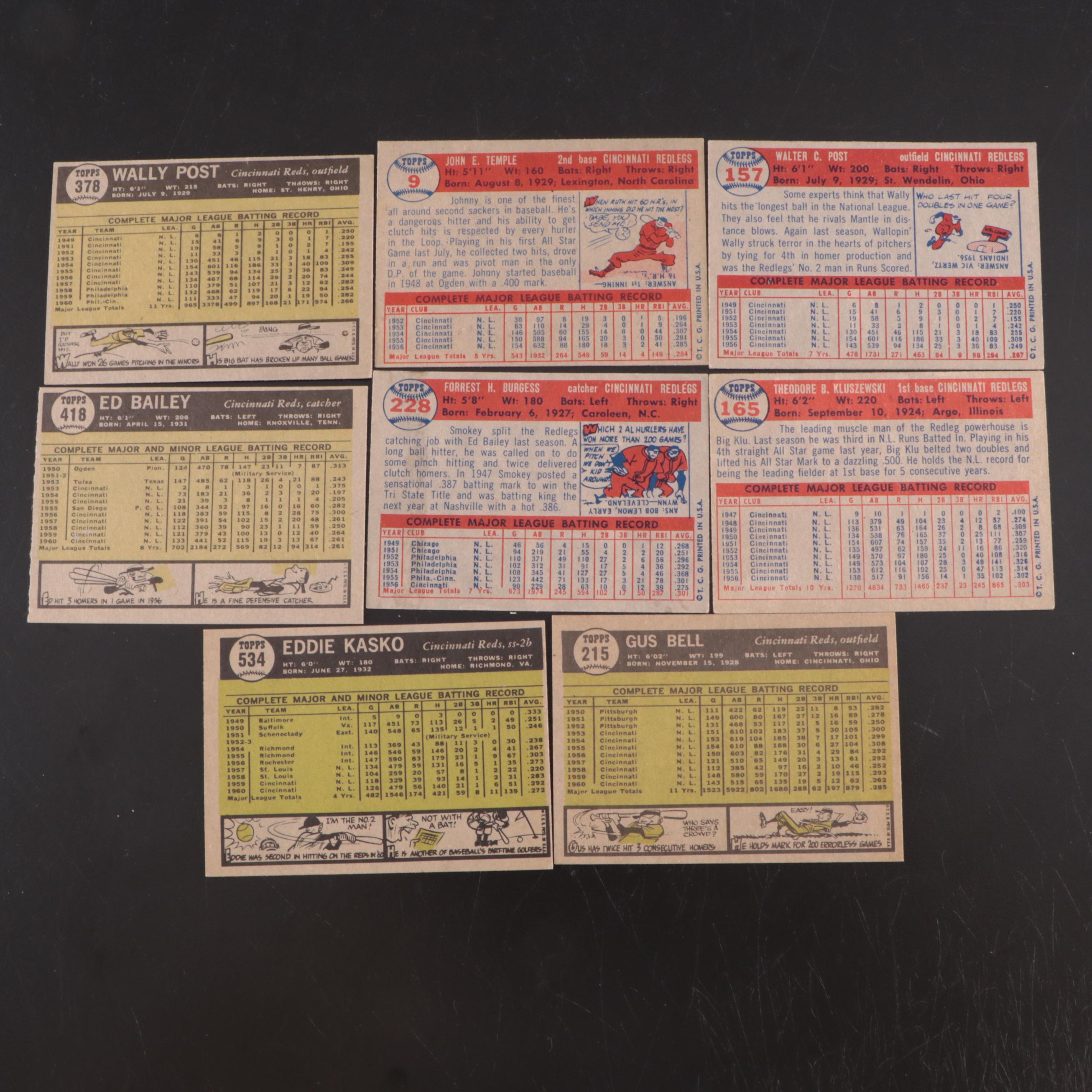 1957 and 1961 Cincinnati Reds Baseball Cards Featuring Frank Robinson Rookie