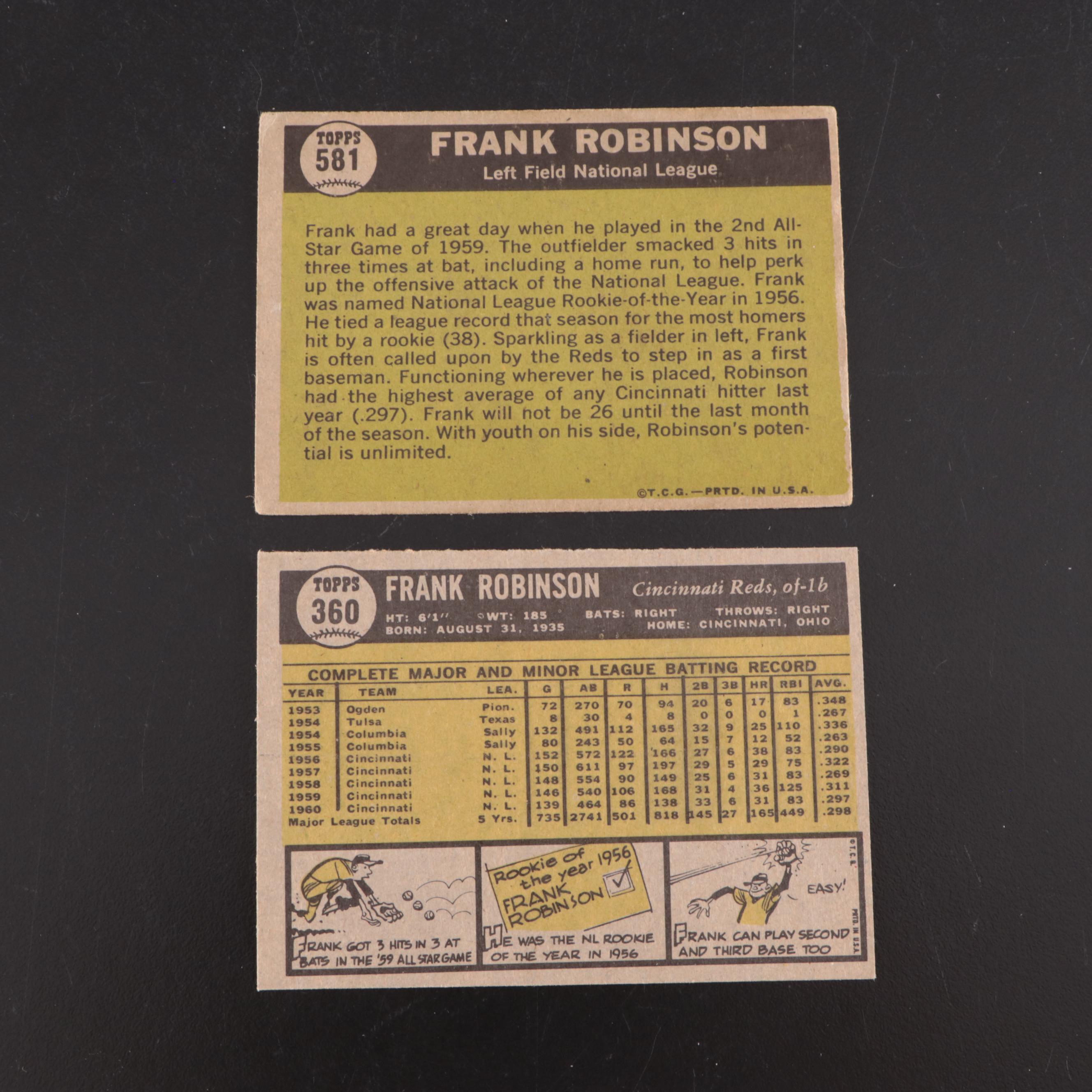 1957 and 1961 Cincinnati Reds Baseball Cards Featuring Frank Robinson Rookie