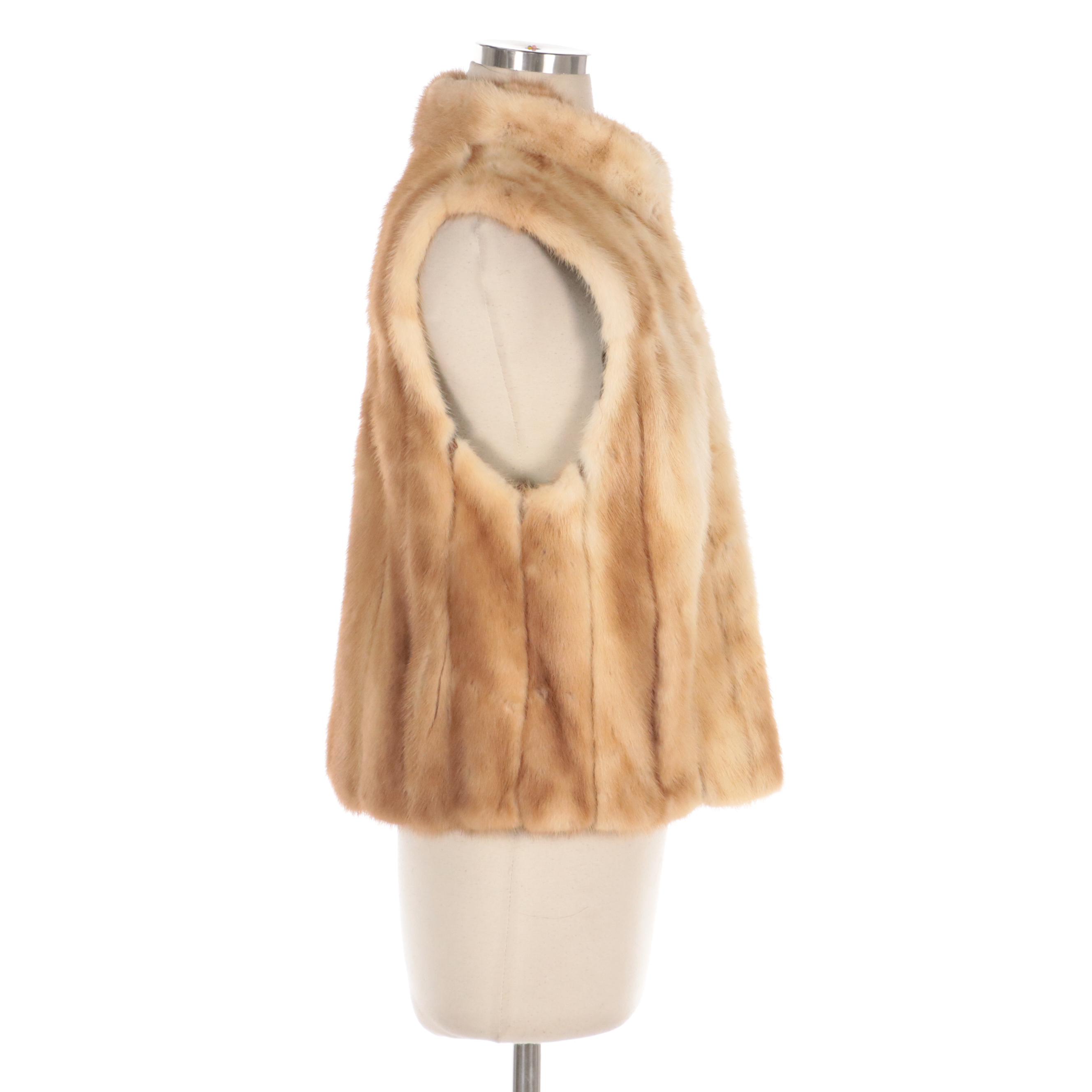 Cross Mink Fur Vest and Earmuffs