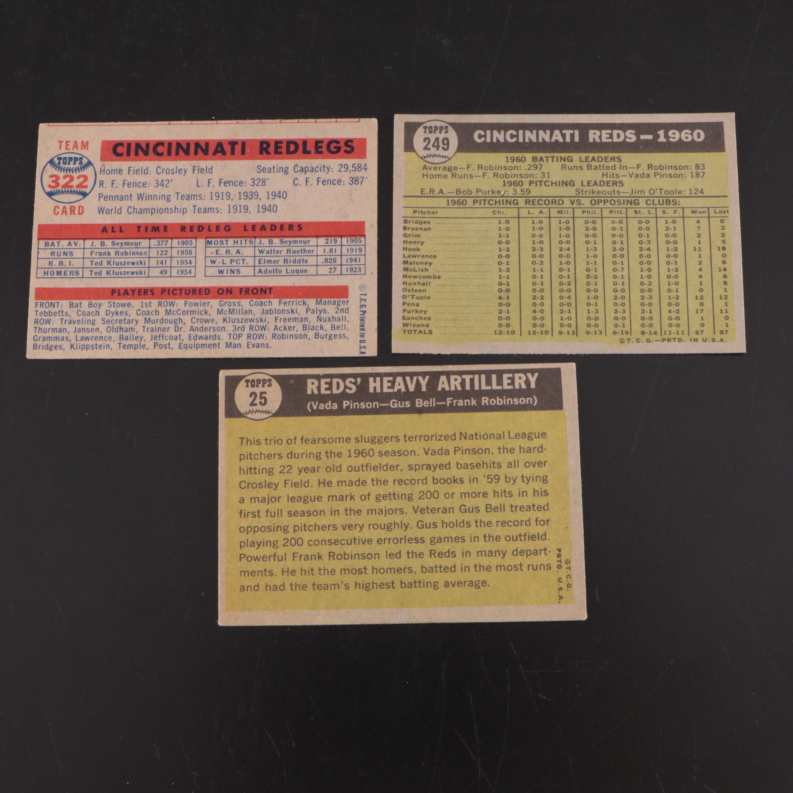 1957 and 1961 Cincinnati Reds Baseball Cards Featuring Frank Robinson Rookie