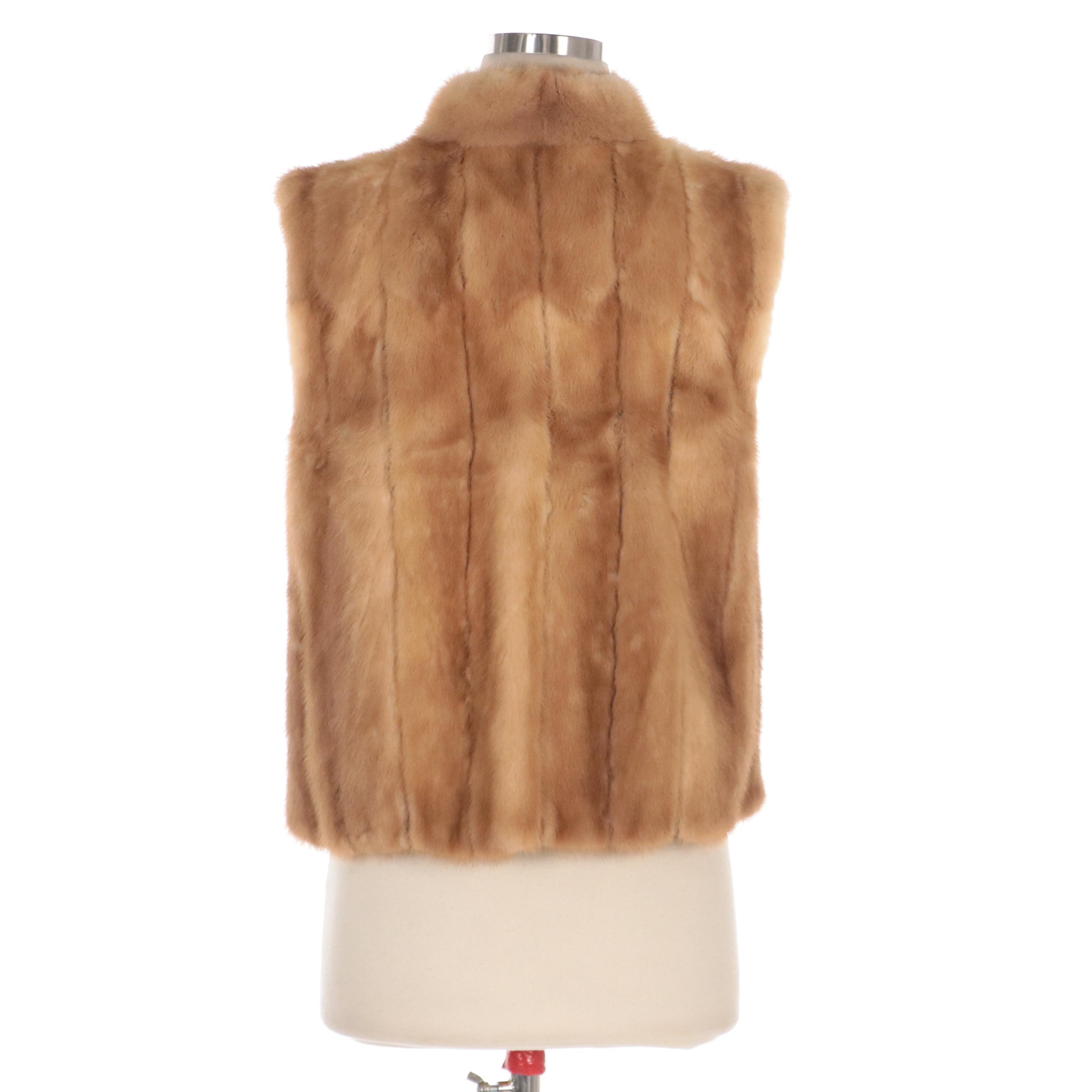 Cross Mink Fur Vest and Earmuffs