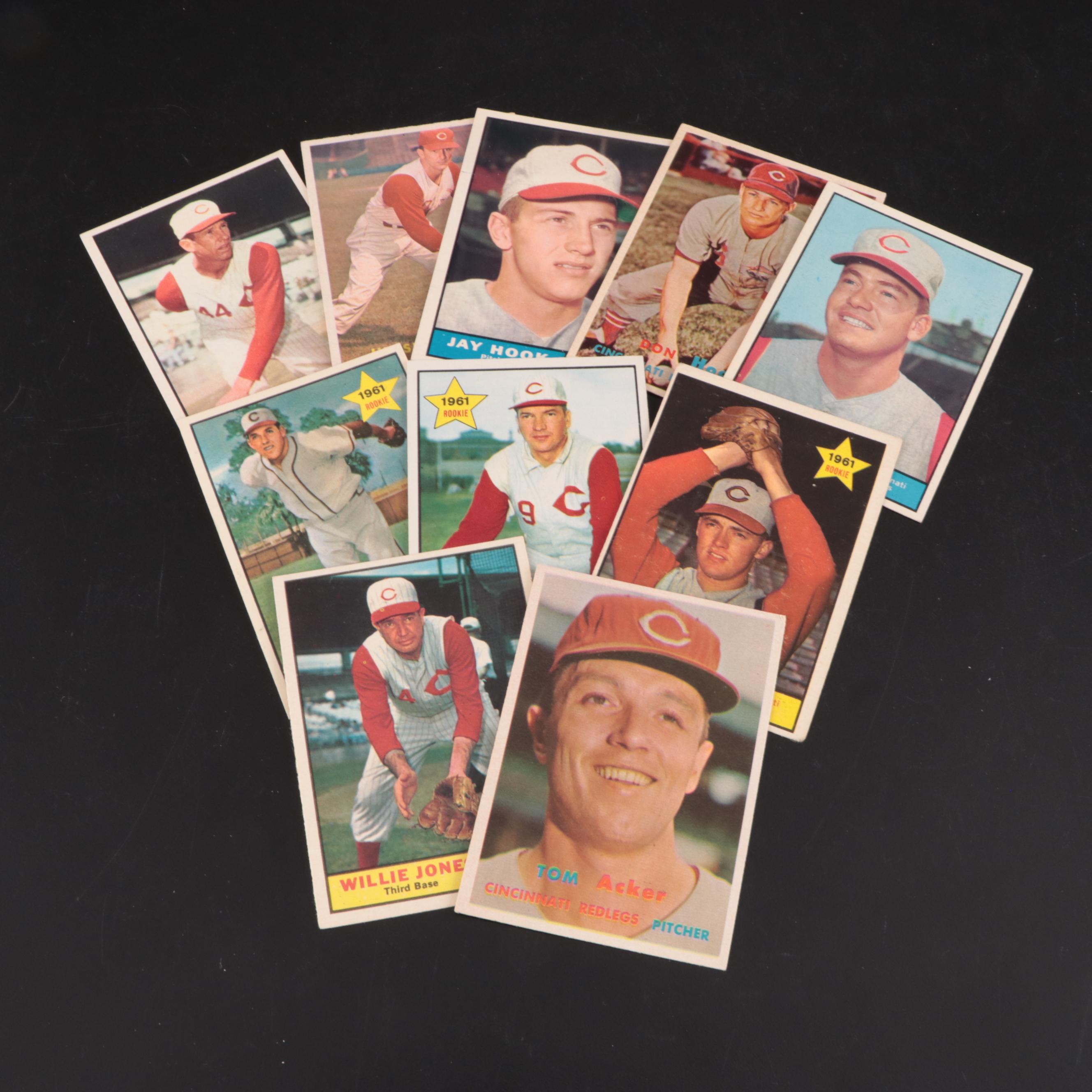 1957 and 1961 Cincinnati Reds Baseball Cards Featuring Frank Robinson Rookie