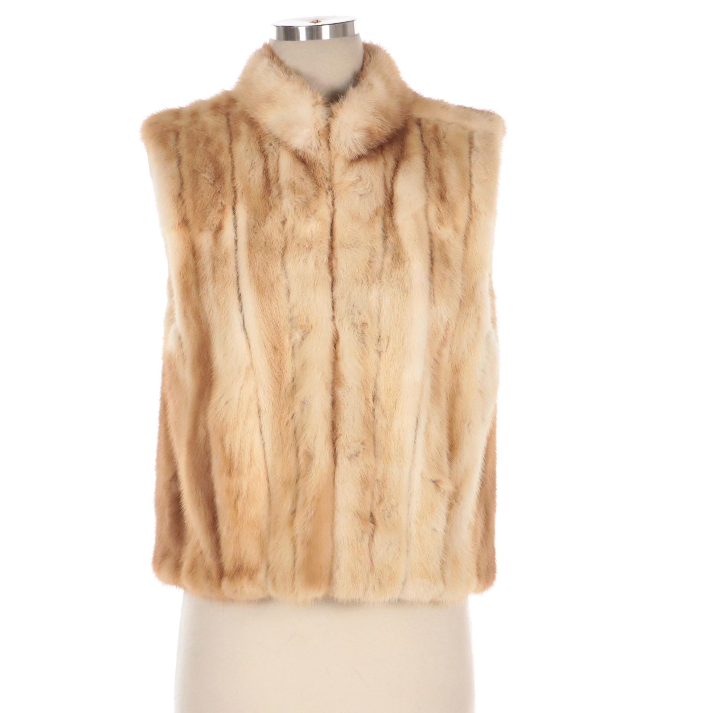 Cross Mink Fur Vest and Earmuffs