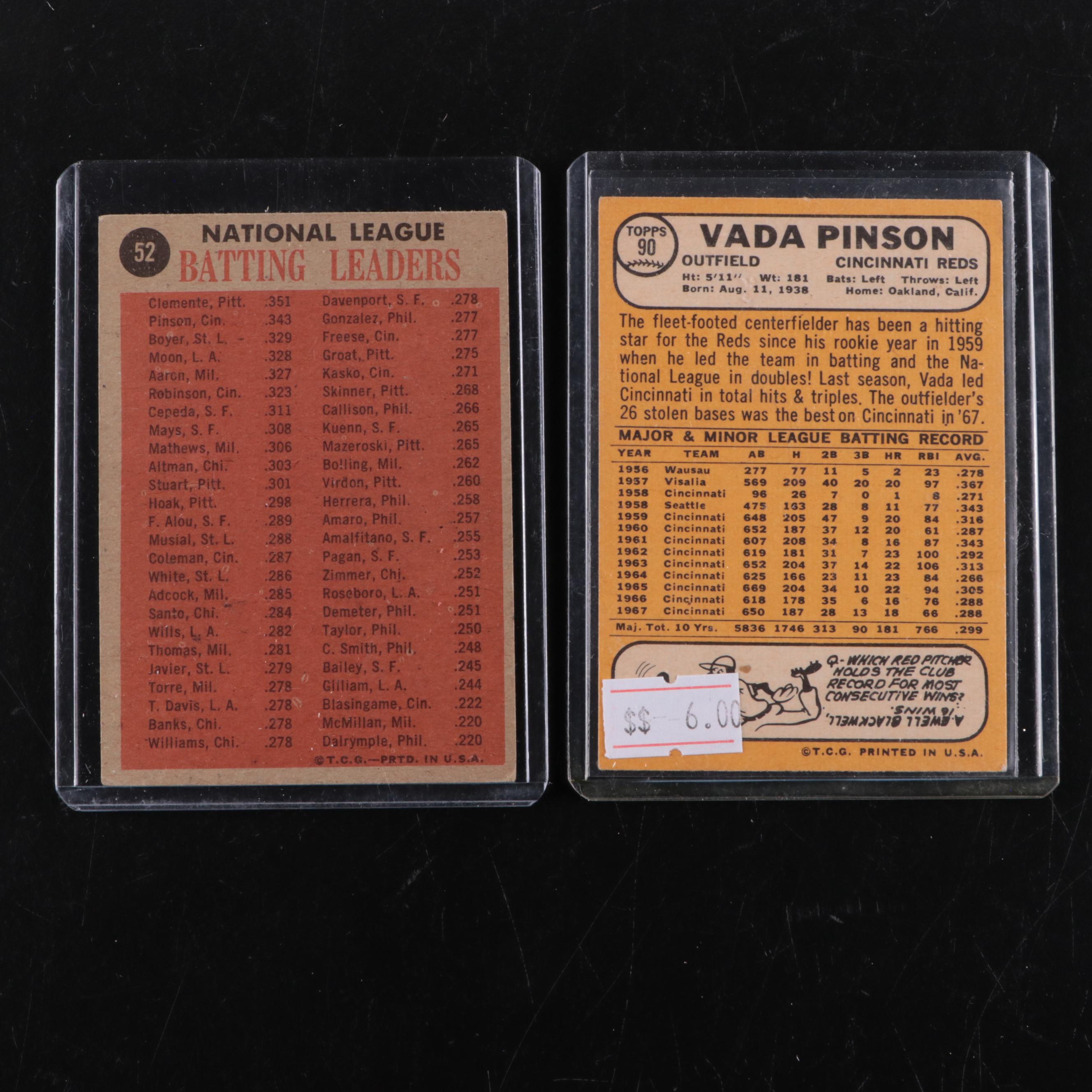 Topps Baseball Cards Featuring Mickey Mantle, Willie Mays and More, 1950s–1960s