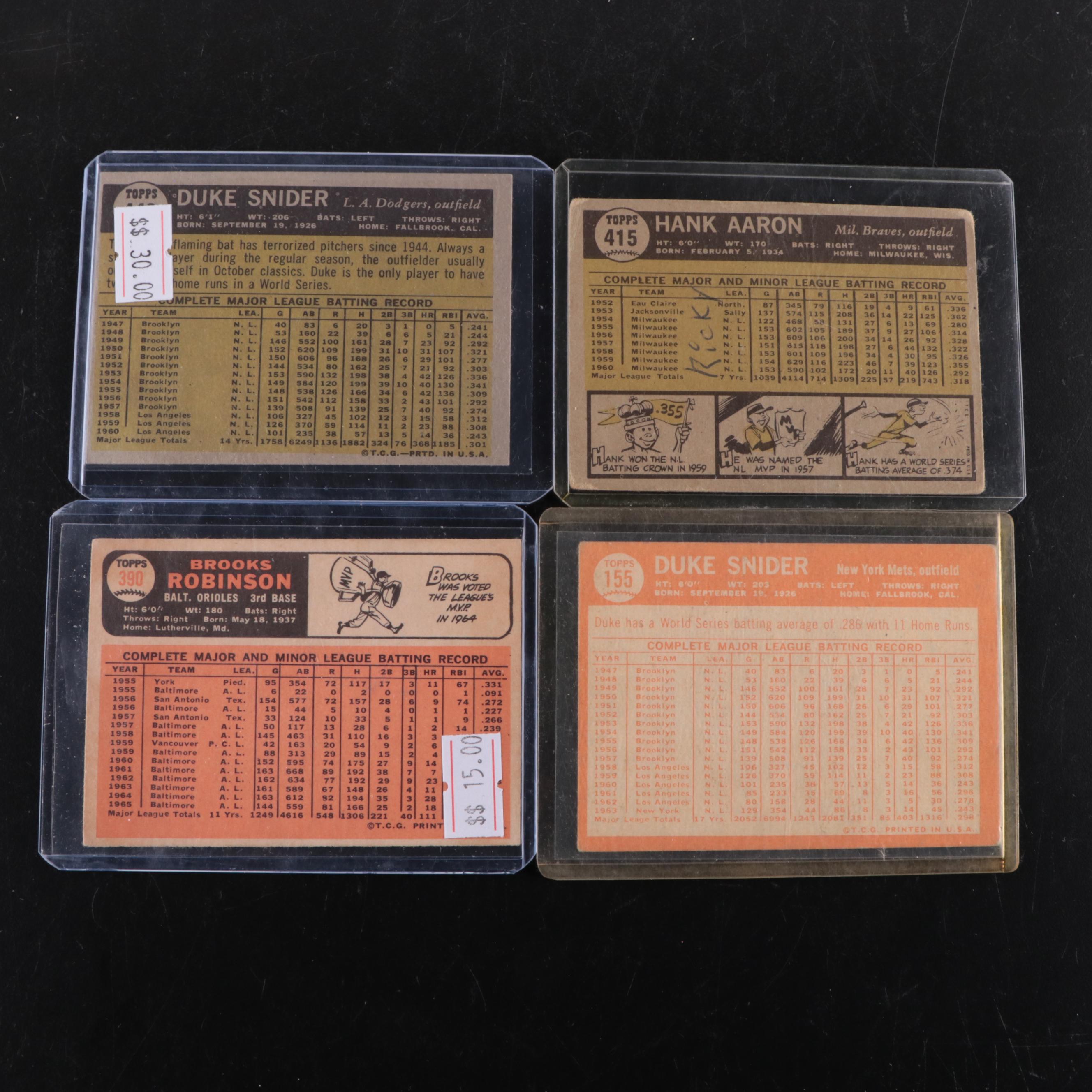 Topps Baseball Cards Featuring Mickey Mantle, Willie Mays and More, 1950s–1960s