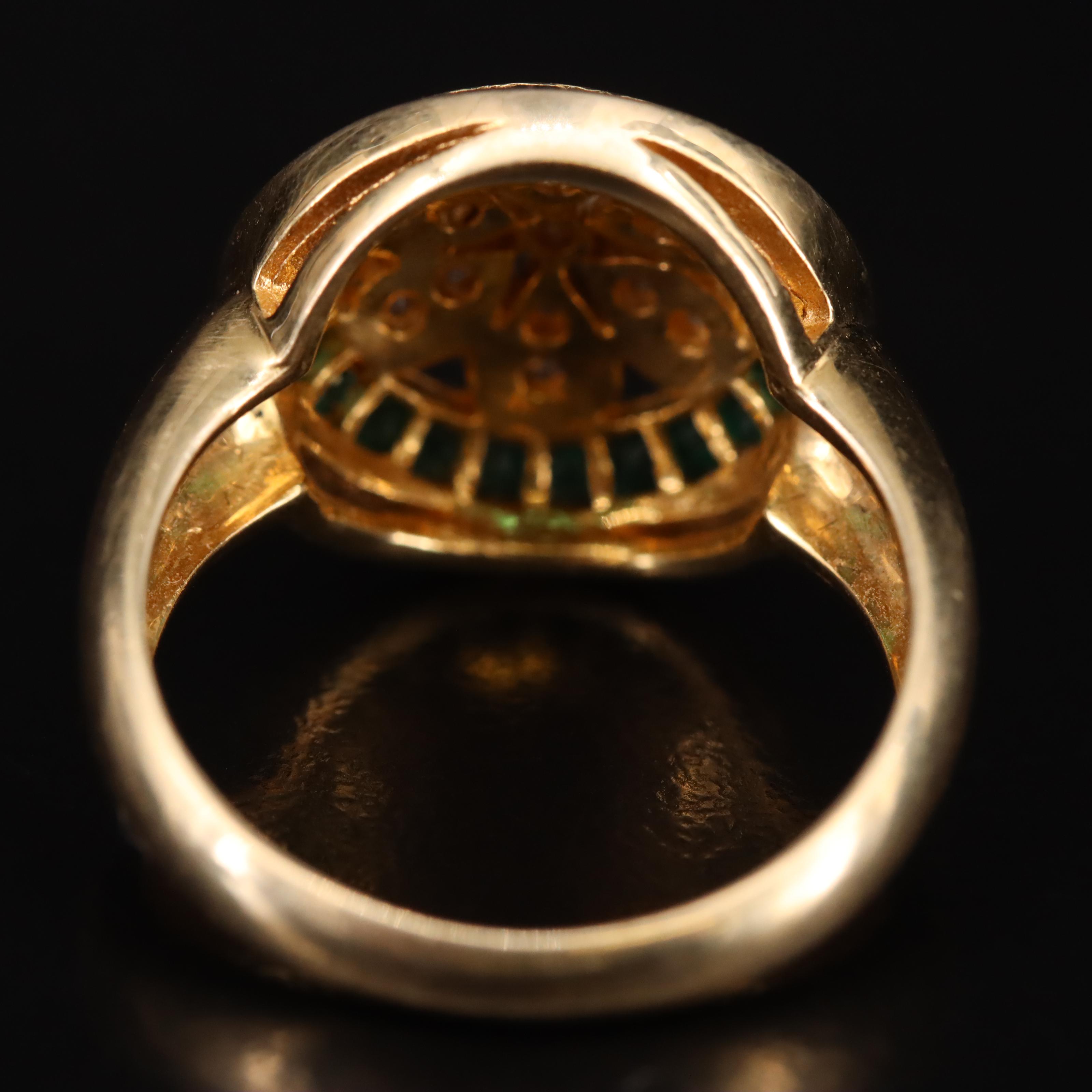 18K Diamond and Emerald Flower Ring