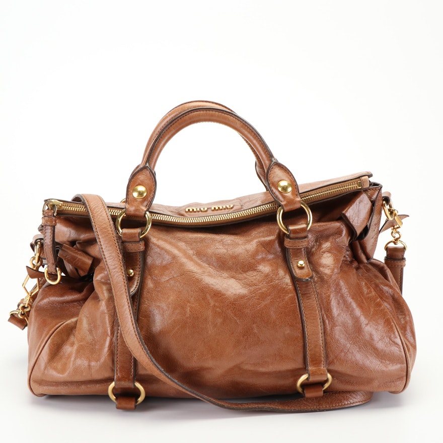 MIU MIU Vitello Lux Leather Handbag