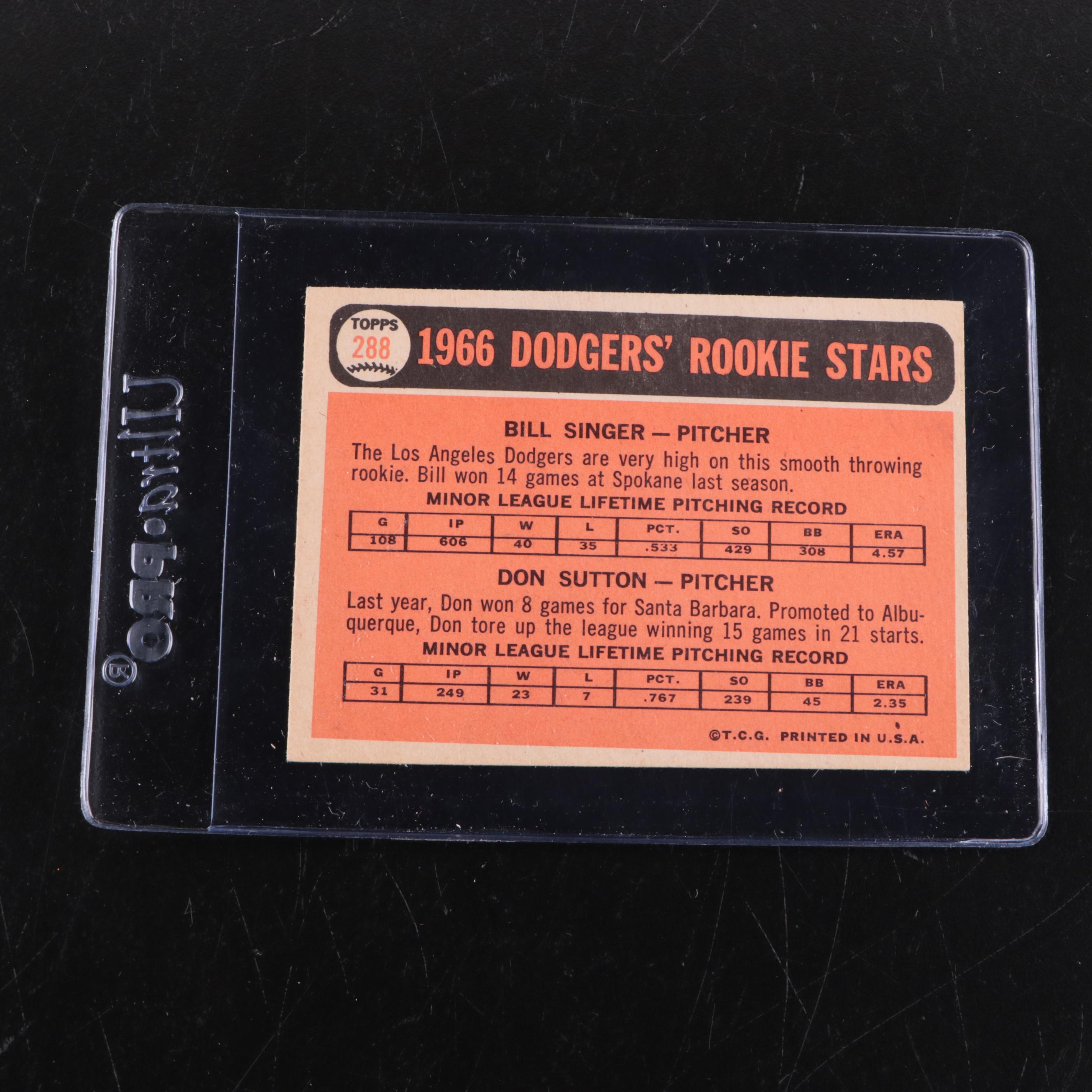 Topps Baseball Cards Featuring Steve Carlton and Don Sutton Rookies, 1960s