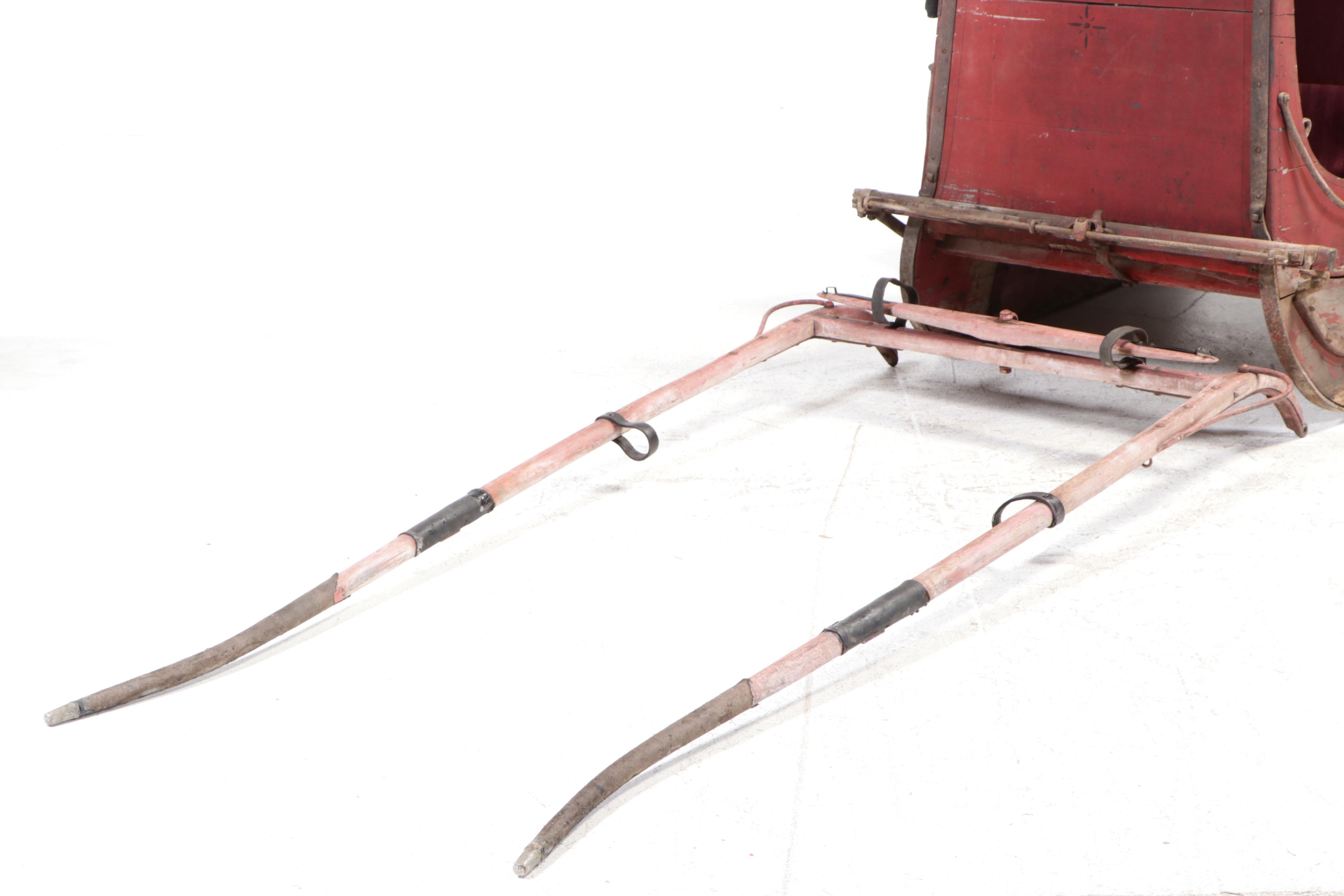 Single Horse Painted Wood and Cast Iron Sleigh