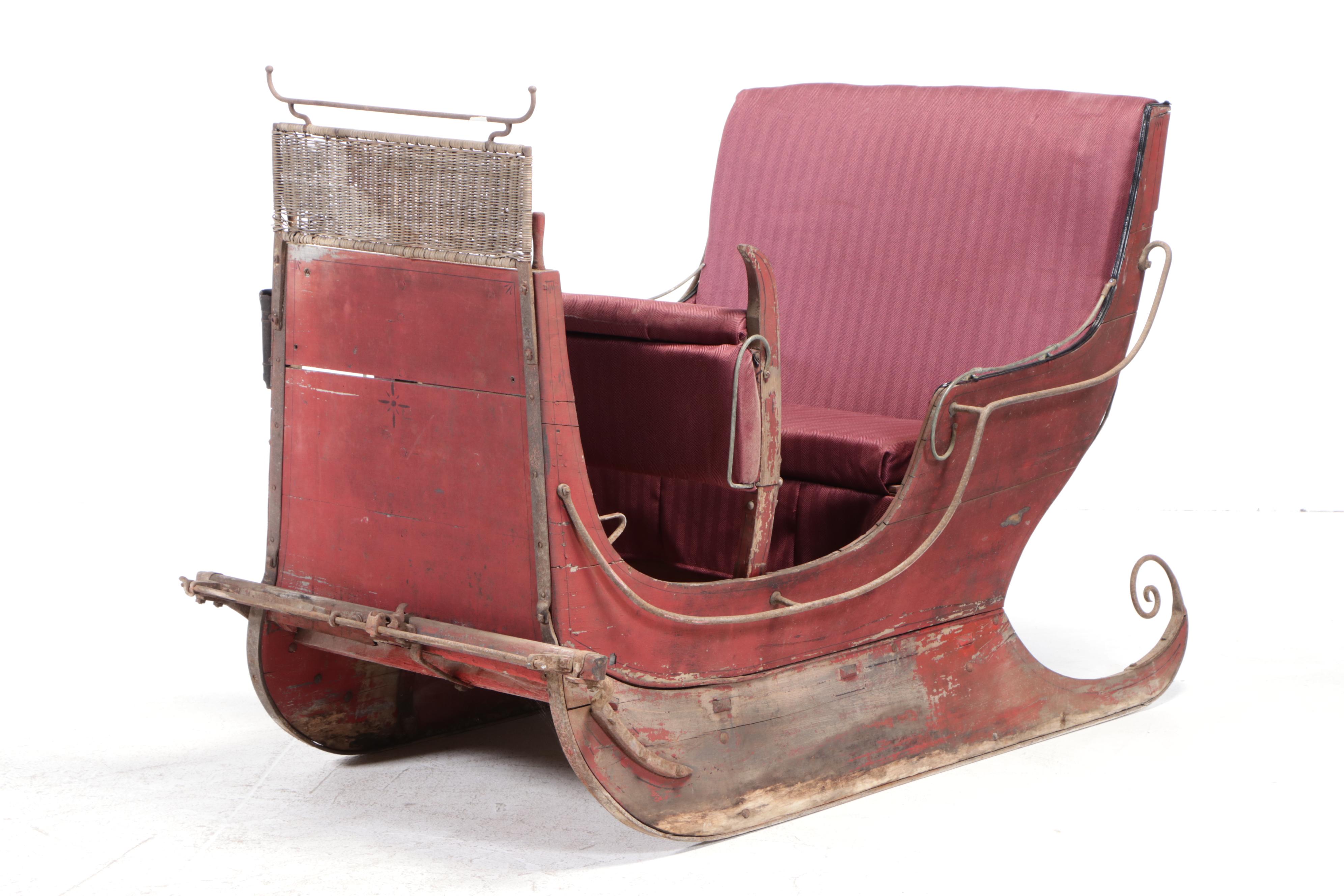 Single Horse Painted Wood and Cast Iron Sleigh