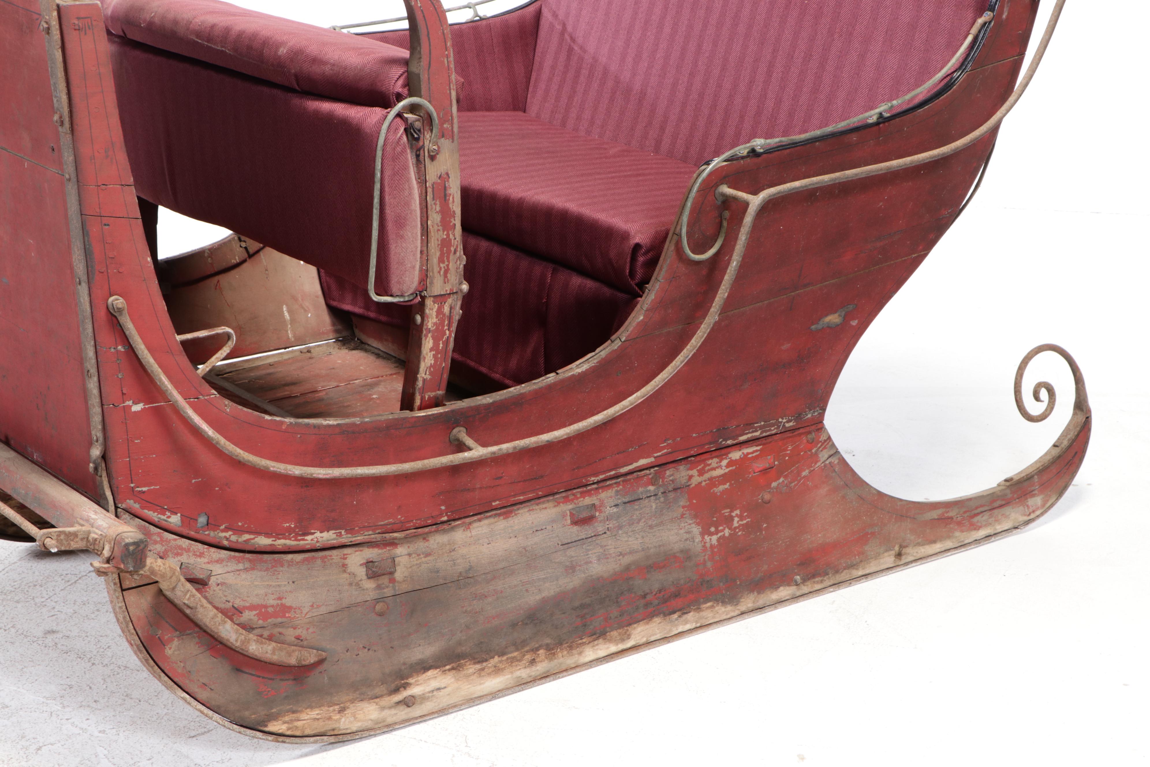 Single Horse Painted Wood and Cast Iron Sleigh