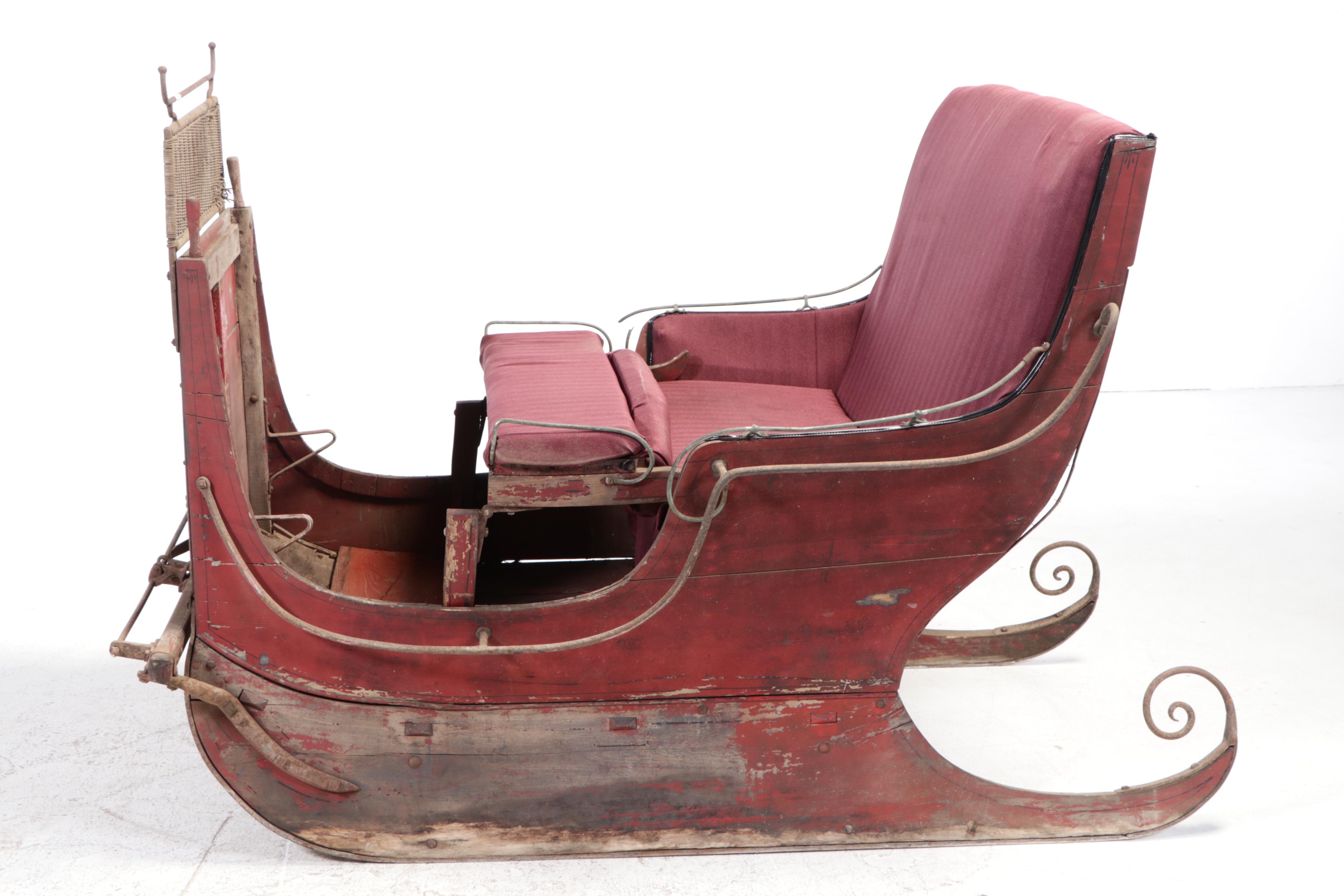 Single Horse Painted Wood and Cast Iron Sleigh