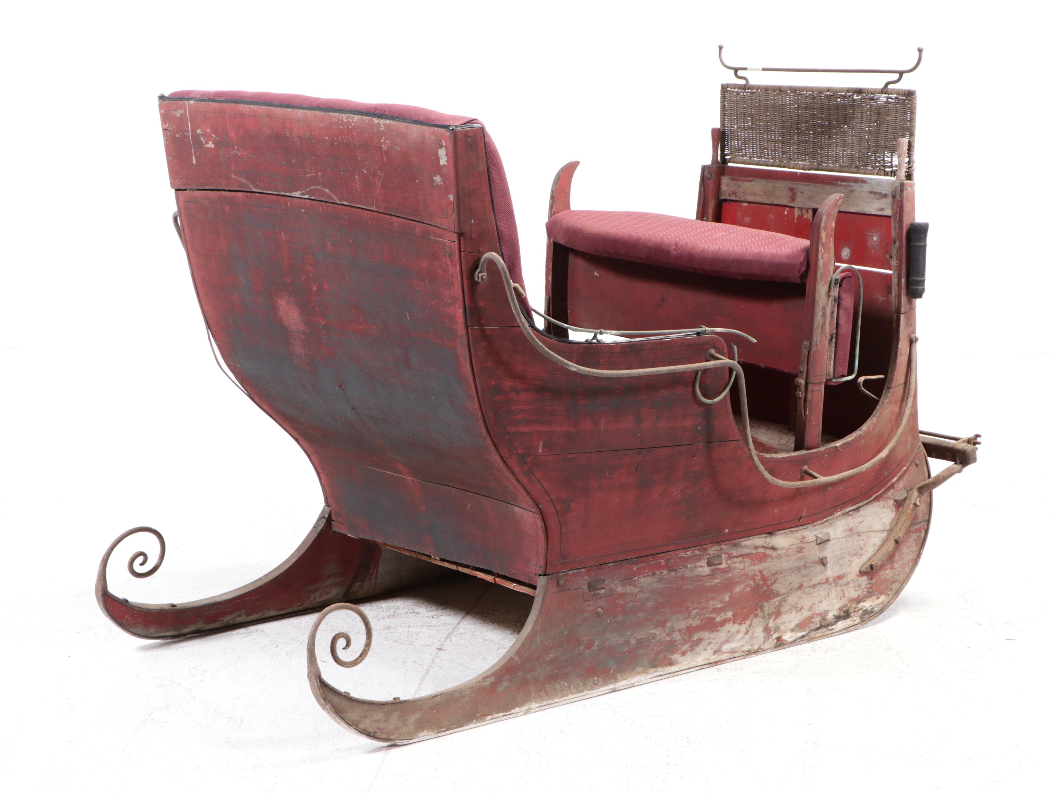 Single Horse Painted Wood and Cast Iron Sleigh