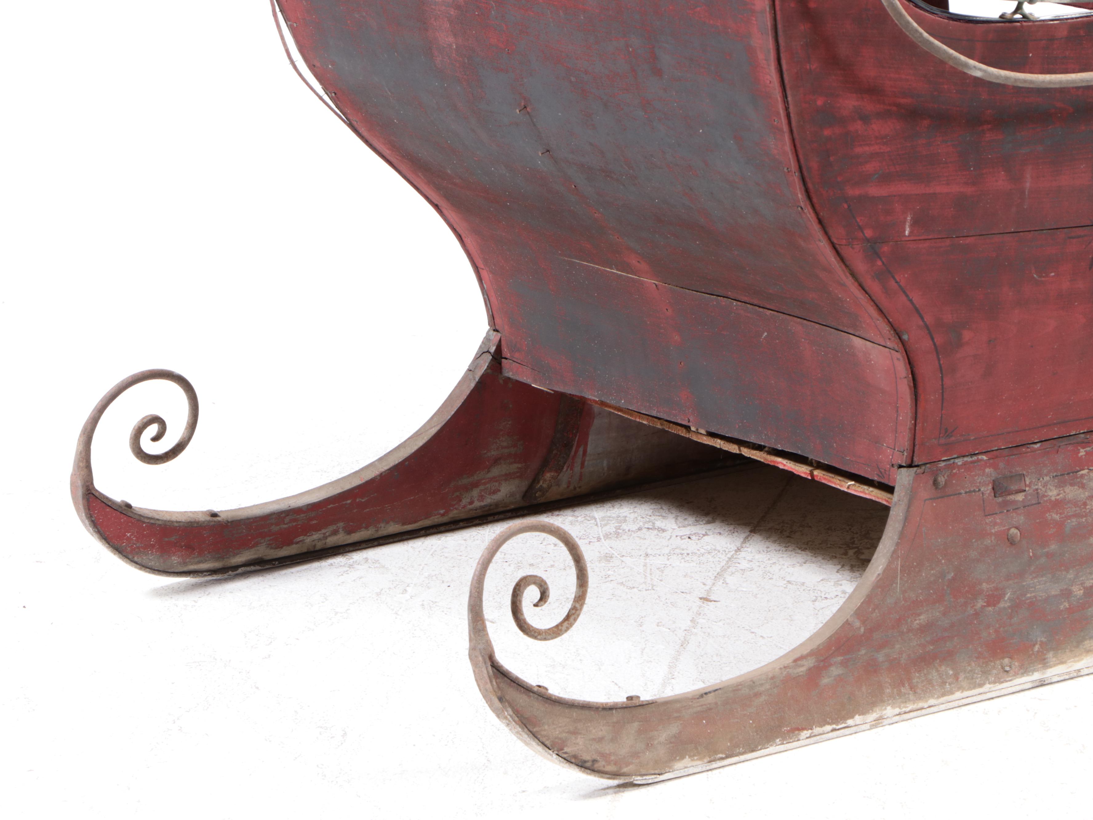 Single Horse Painted Wood and Cast Iron Sleigh