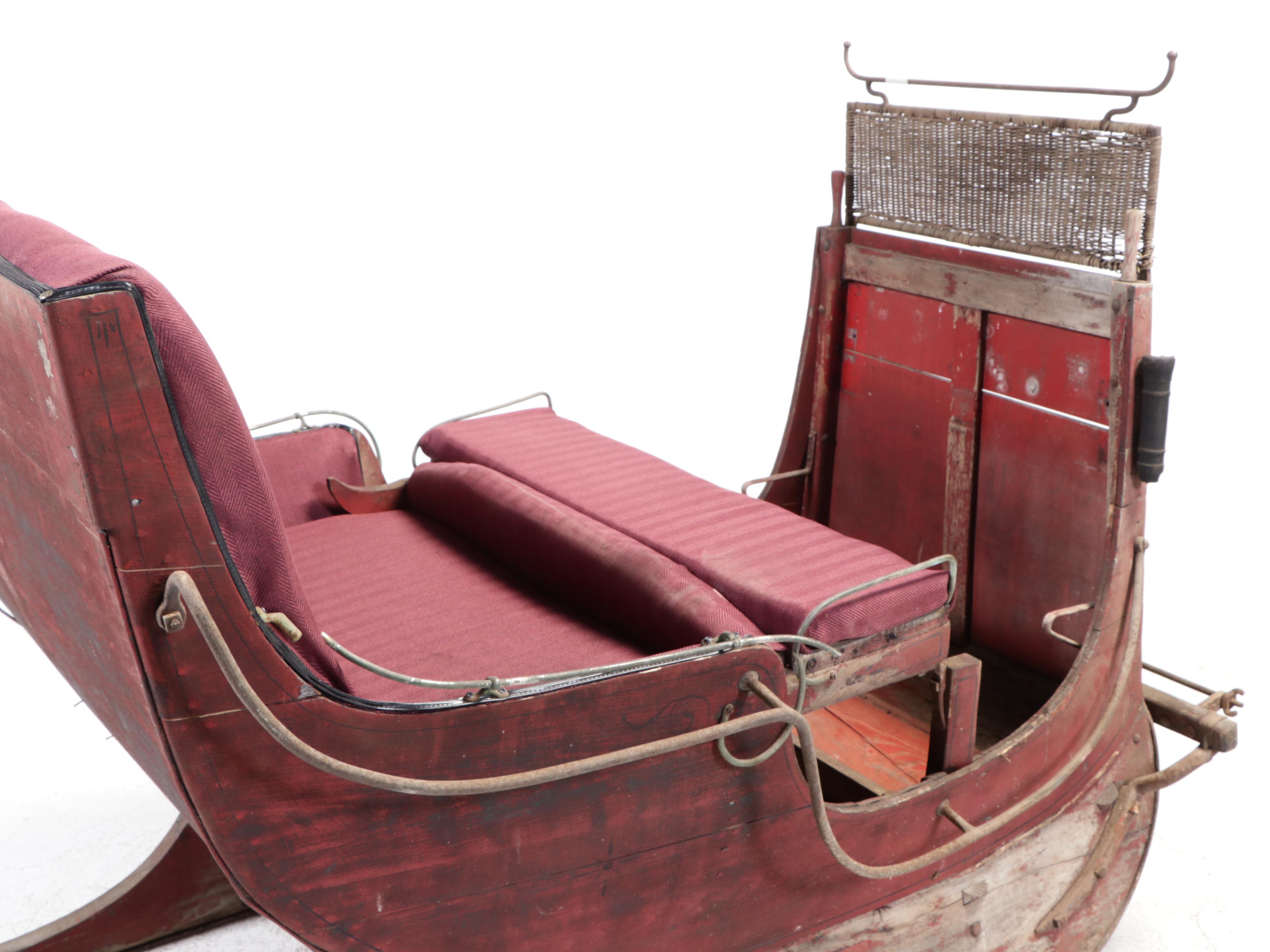 Single Horse Painted Wood and Cast Iron Sleigh