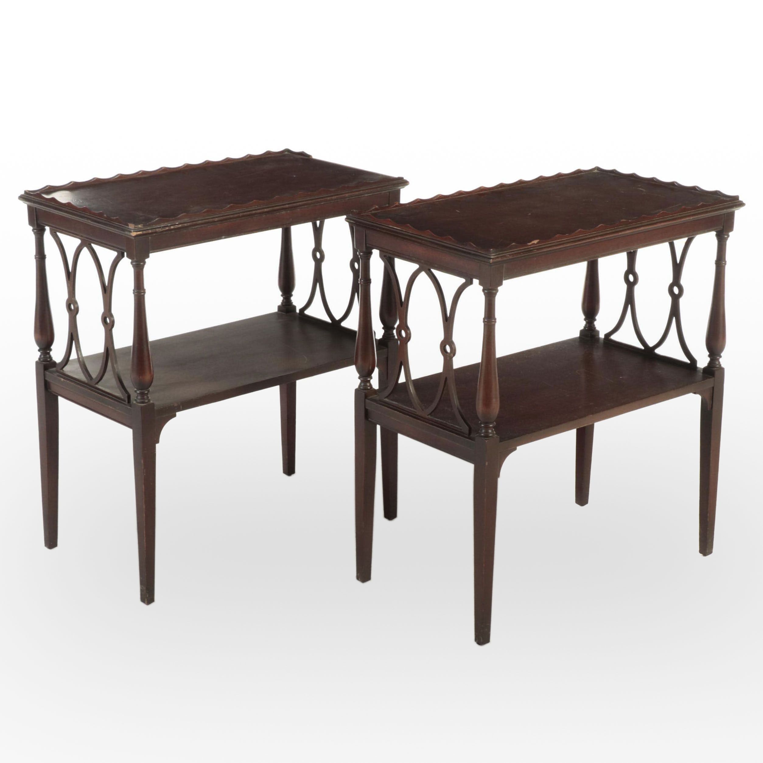 Pair of Hepplewhite Style Tiered Mahogany End Tables