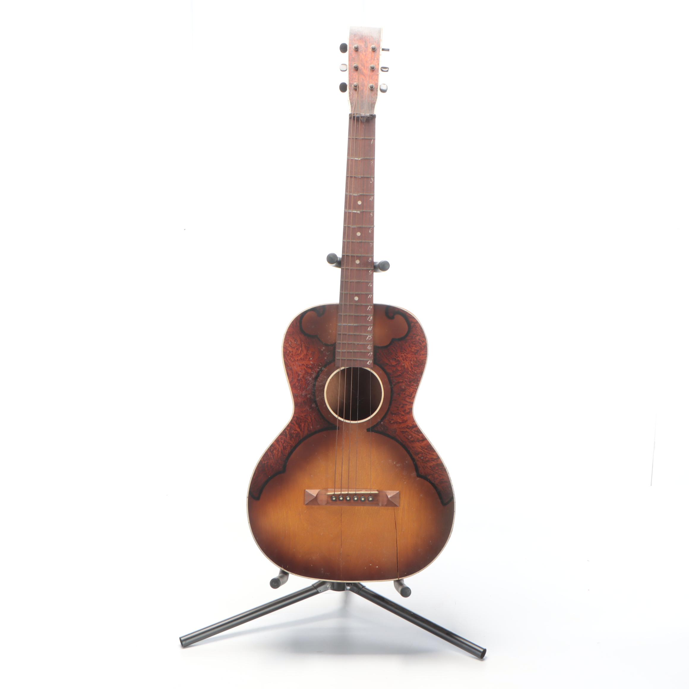 Hand-Crafted Wooden Six-String Acoustic Guitar With Case