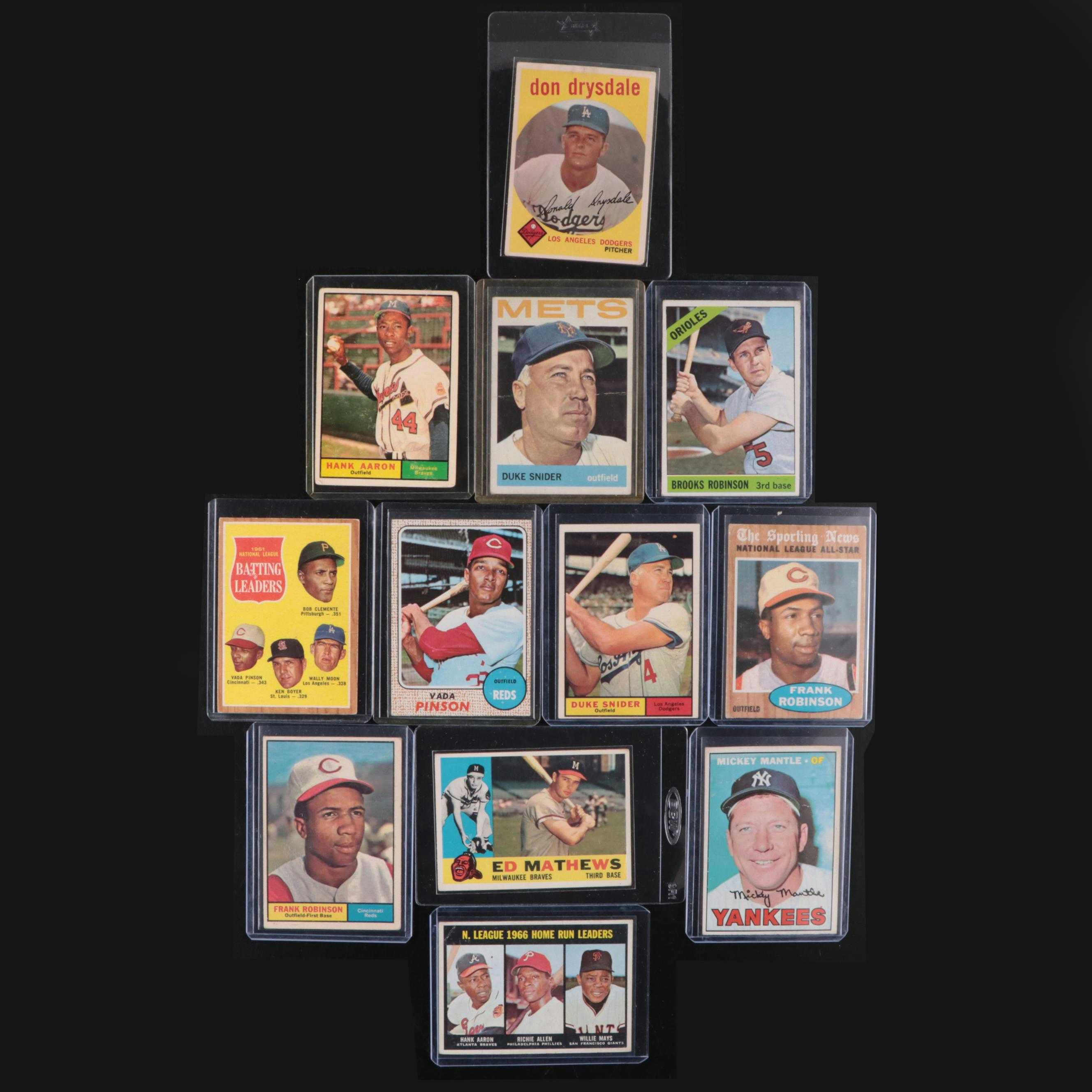 Topps Baseball Cards Featuring Mickey Mantle, Willie Mays and More, 1950s–1960s