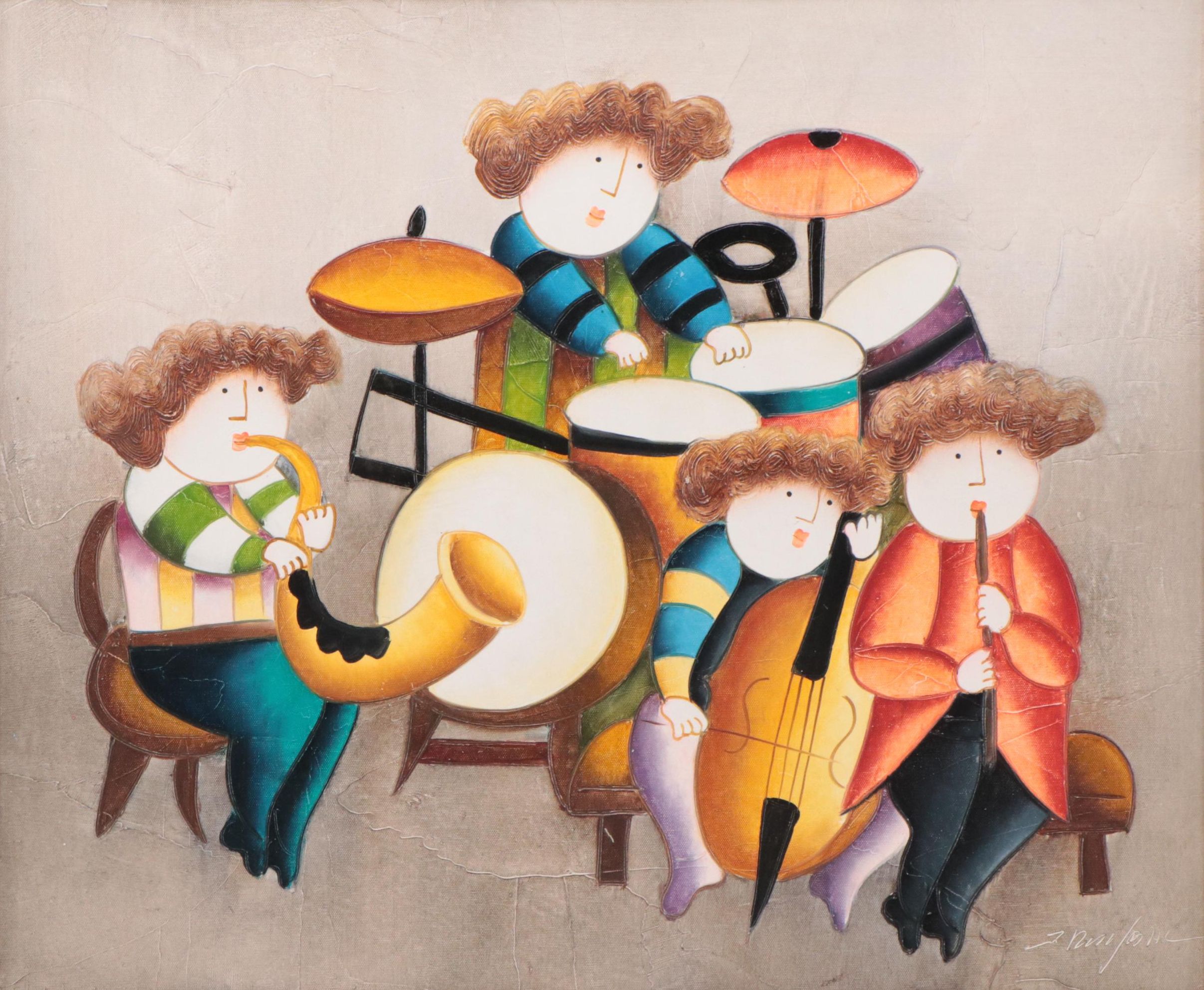 Joyce Roybal Oil Painting of Musicians