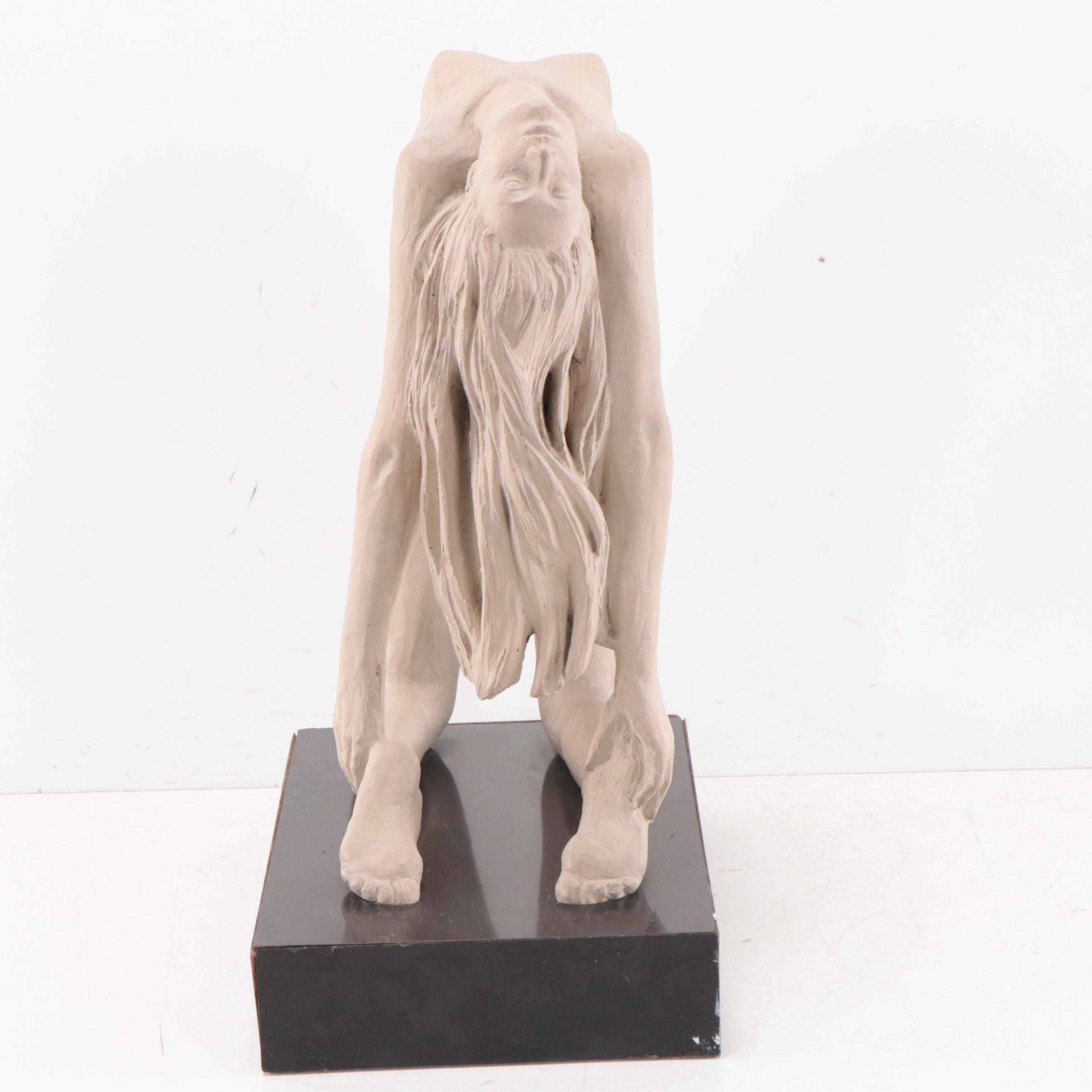 Austin Productions Cast Plaster Sculpture of Female Yogi in Camel Pose, 1980