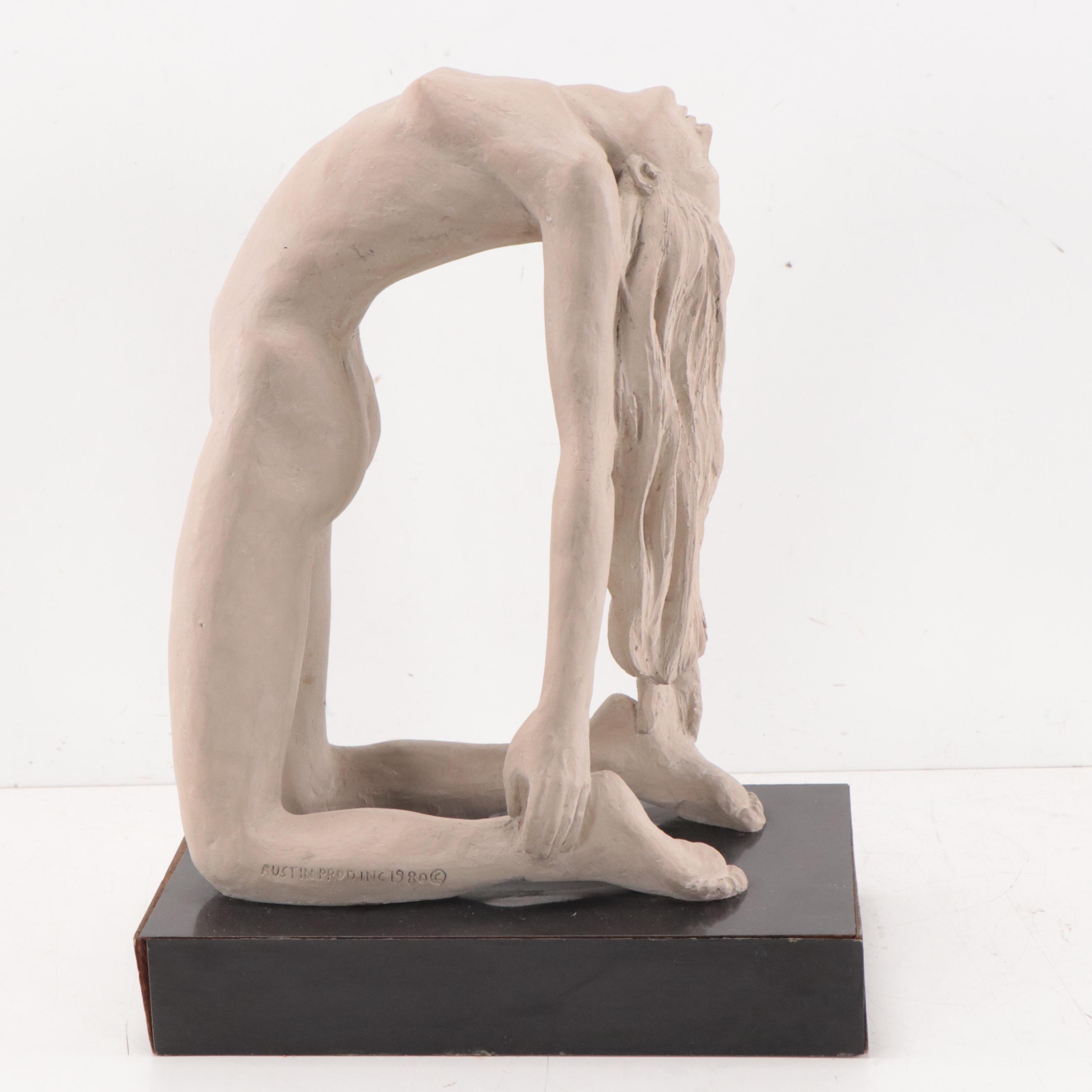 Austin Productions Cast Plaster Sculpture of Female Yogi in Camel Pose, 1980
