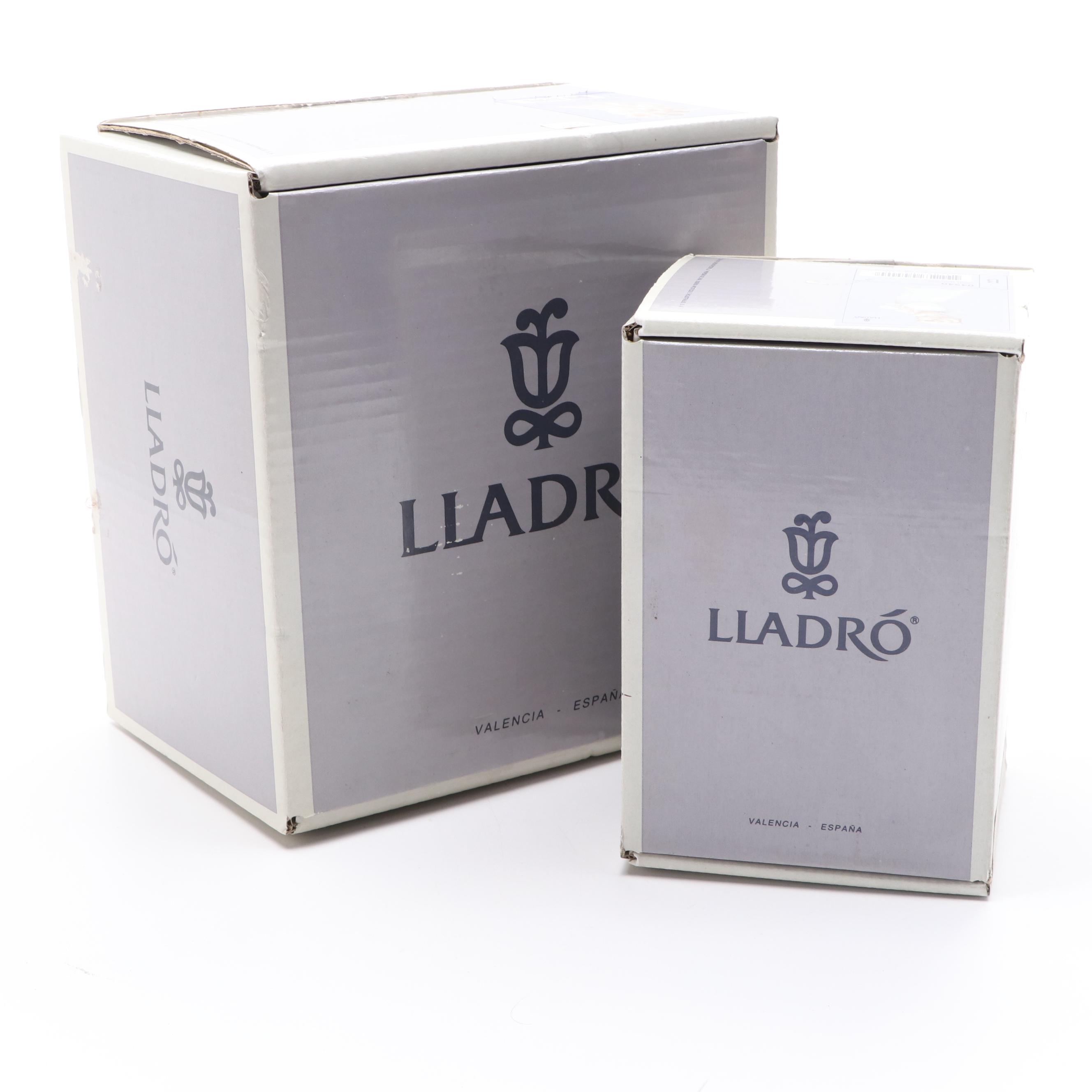 Lladró "Angels Group" and "Angel with Flute" Porcelain Figurines