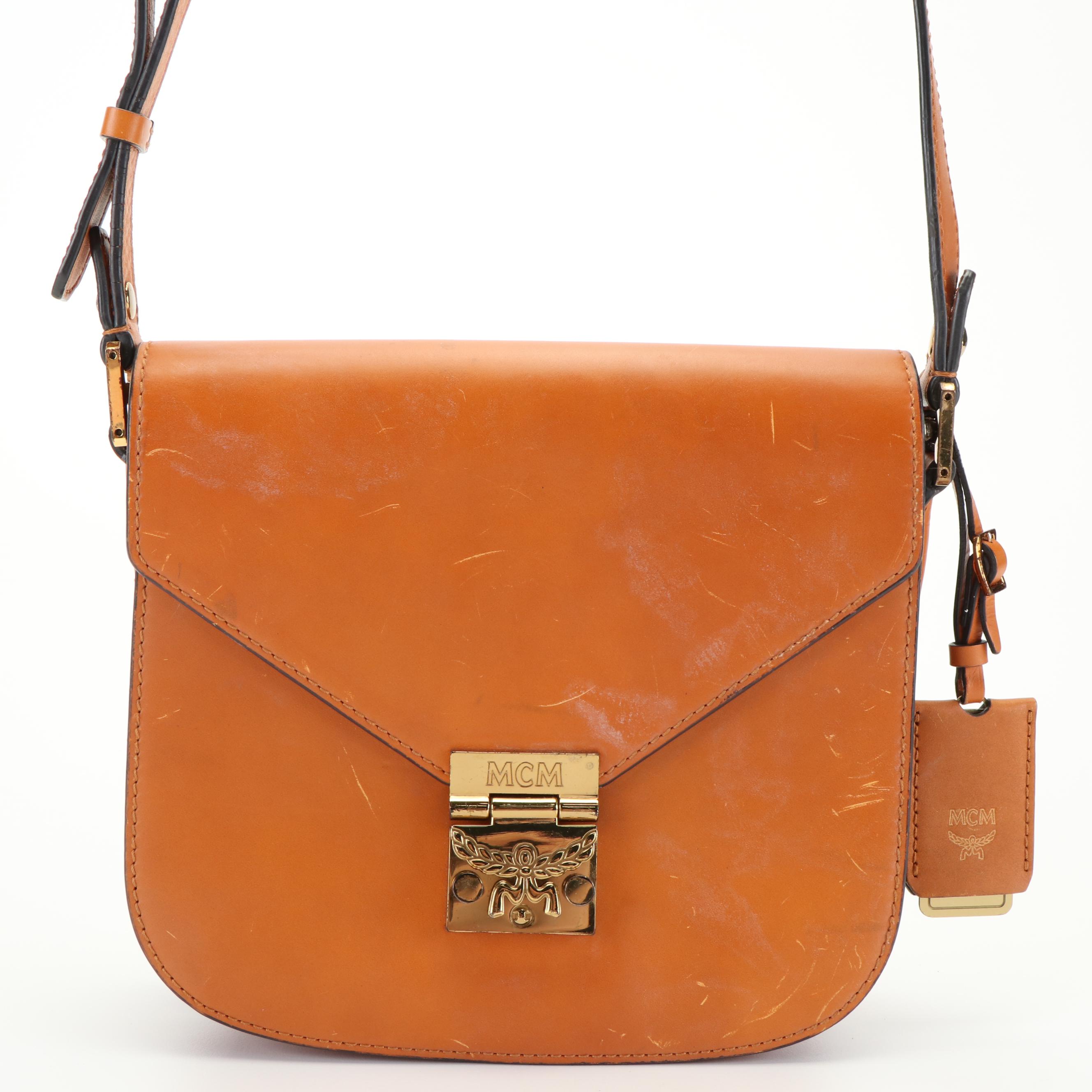 MCM Patricia Cognac Leather Crossbody Bag