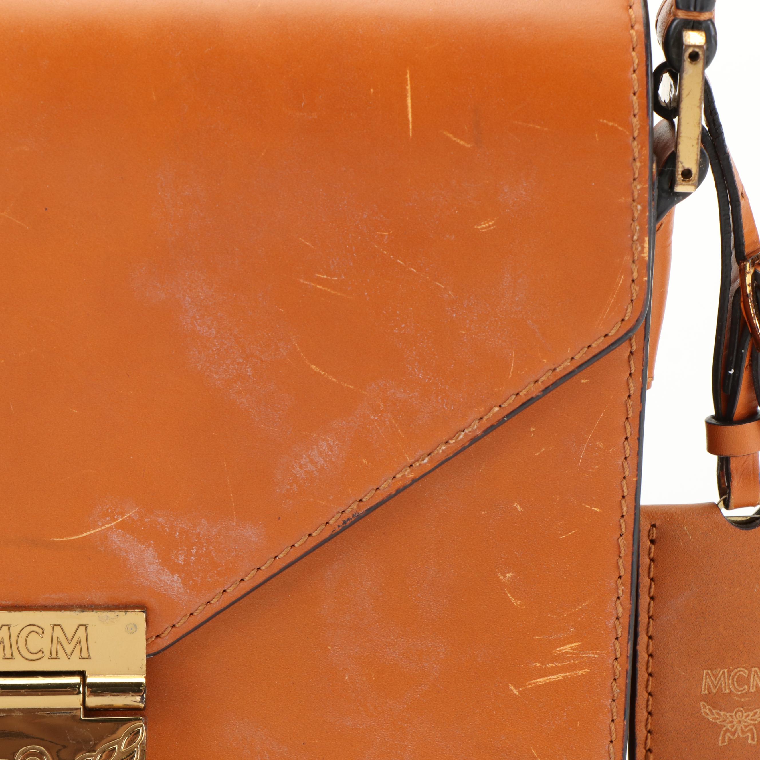 MCM Patricia Cognac Leather Crossbody Bag