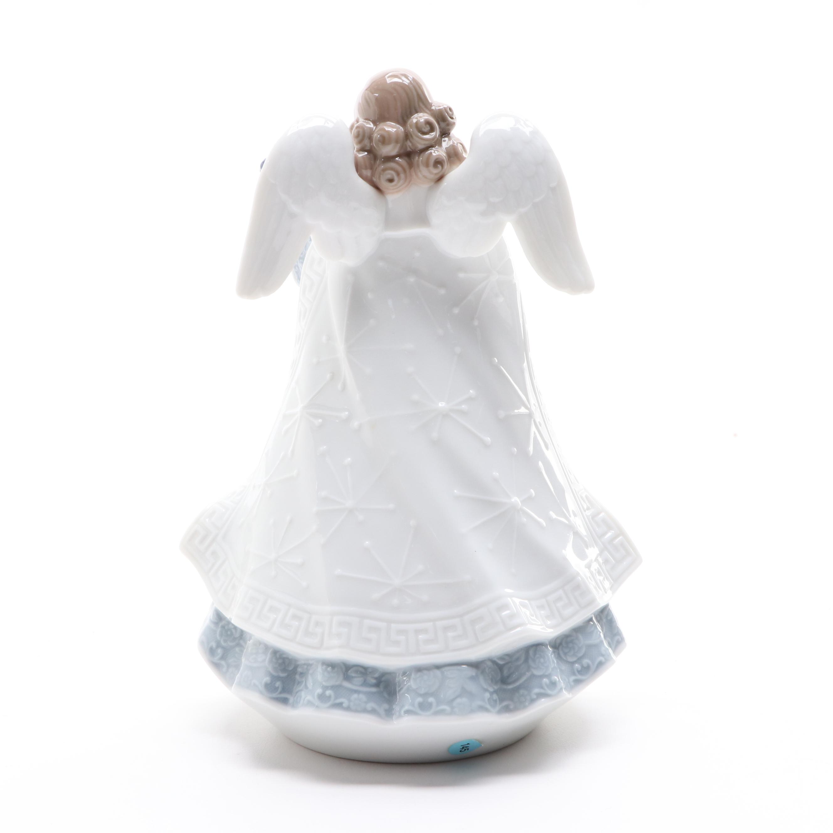 Lladró "Angelic Violinist" Tree Topper and "Angel Care" Porcelain Figurine