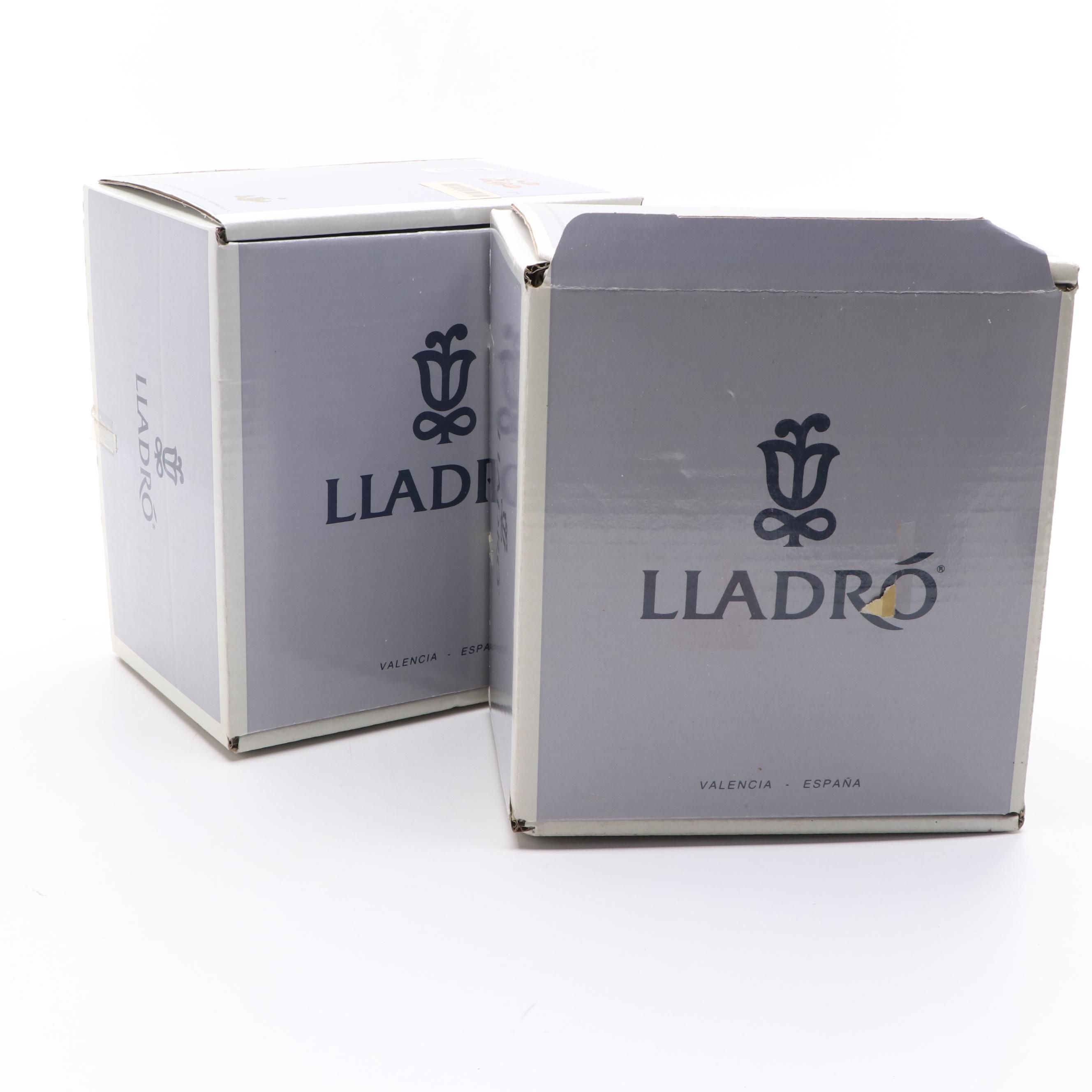 Lladró "Angelic Violinist" Tree Topper and "Angel Care" Porcelain Figurine