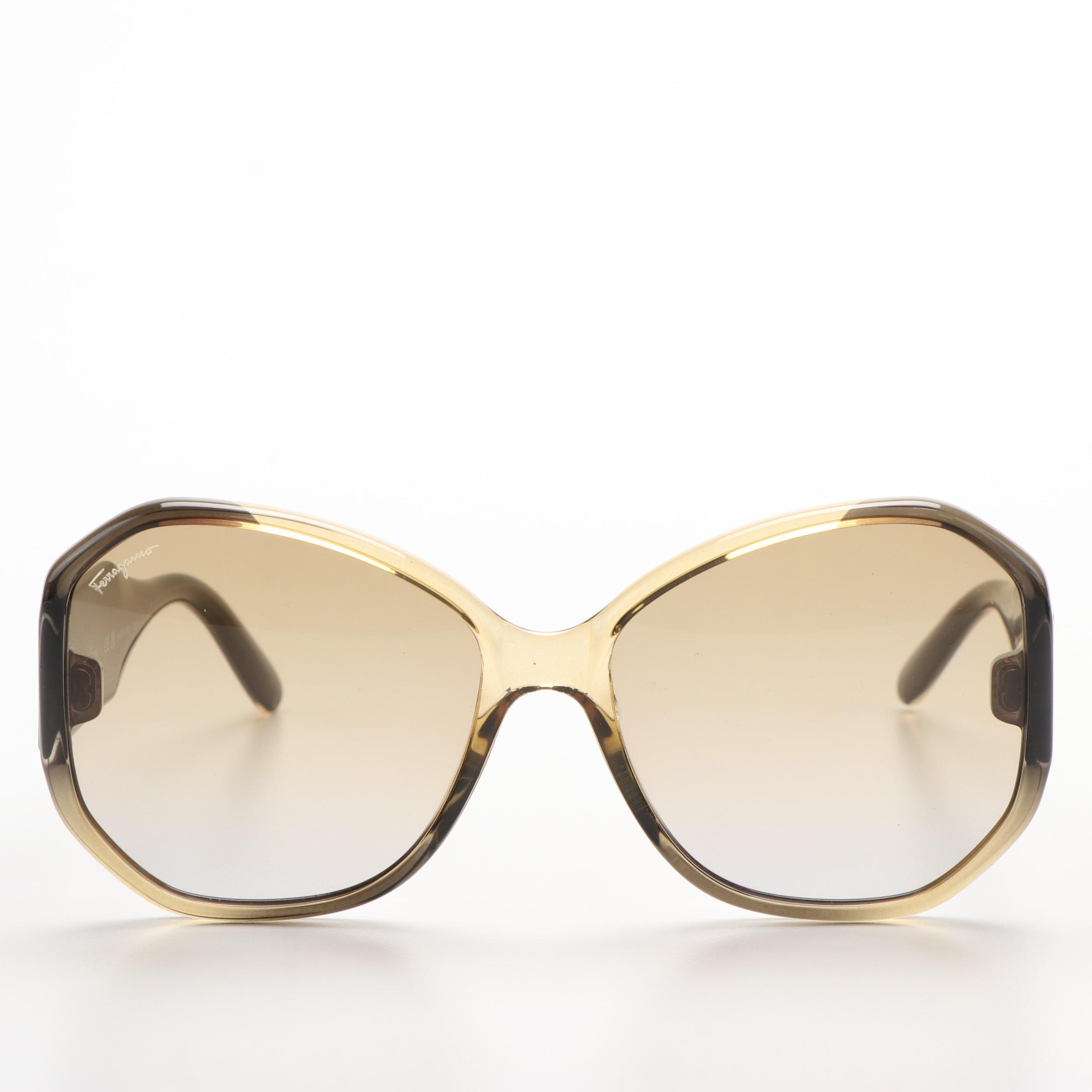 Salvatore Ferragamo SF942S Square Khaki Brown Gradient Sunglasses with Case