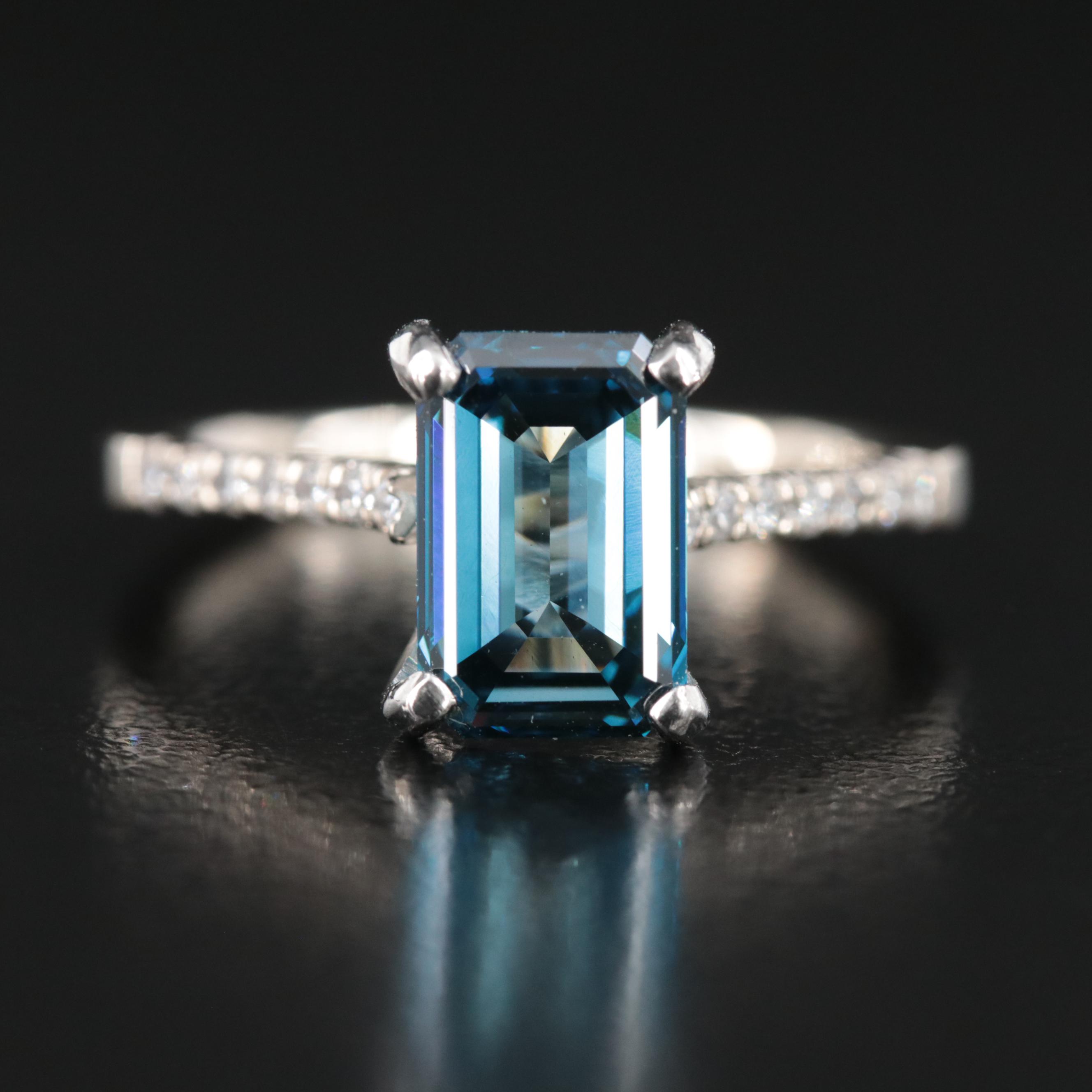 14K 2.32 CTW Fancy Deep Blue Diamond Ring