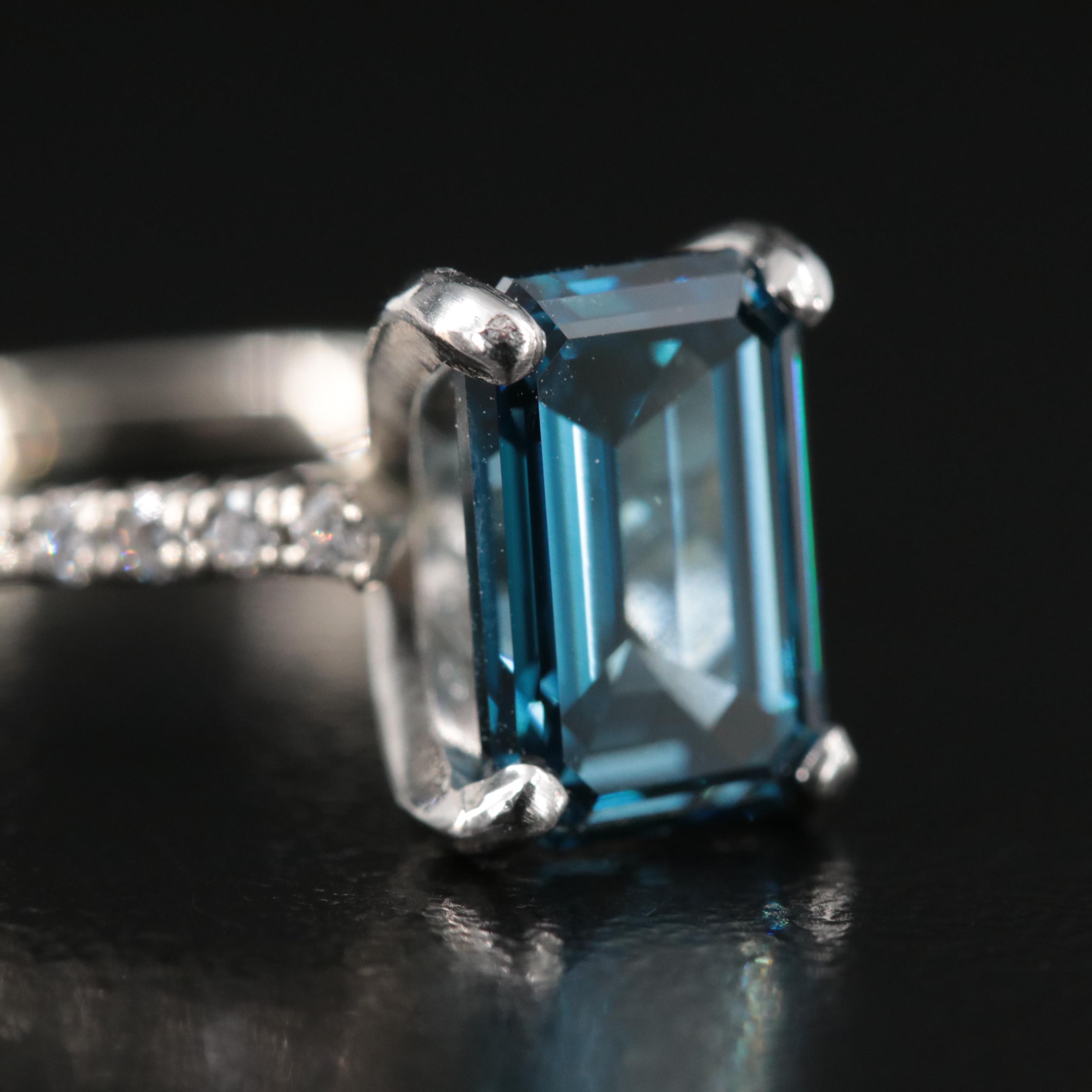 14K 2.32 CTW Fancy Deep Blue Diamond Ring