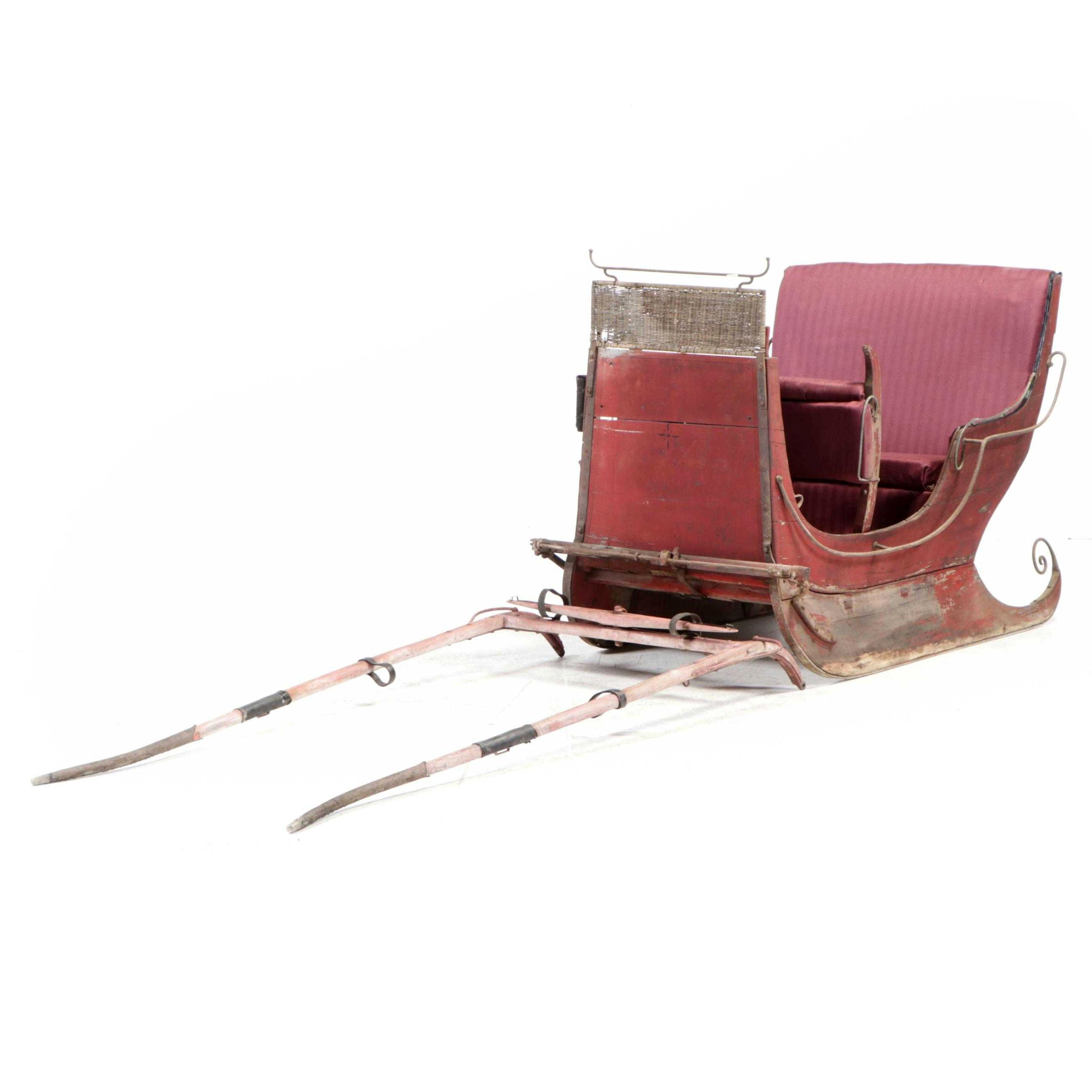 Single Horse Painted Wood and Cast Iron Sleigh