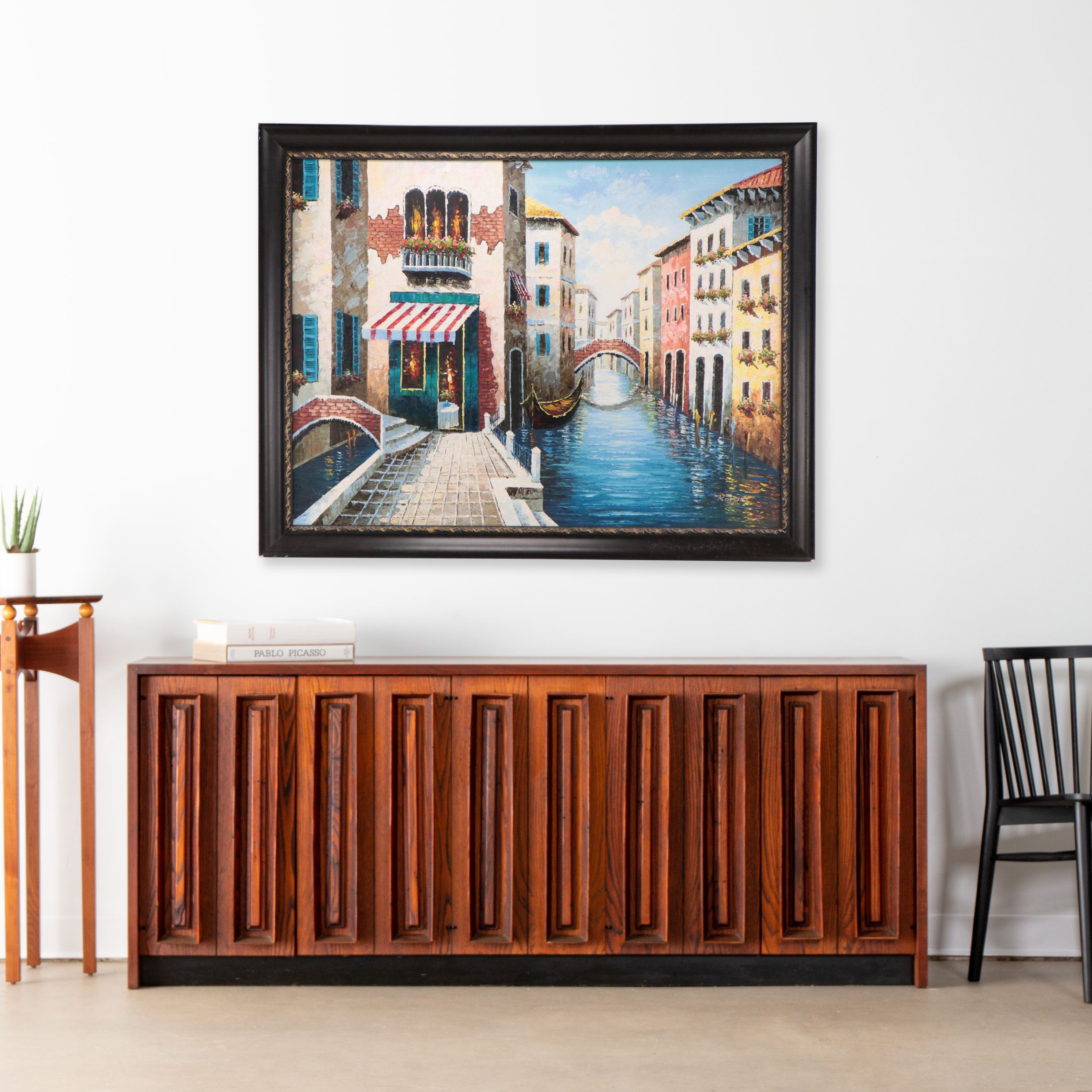 Rossini Oil Painting of a Venetian Canal Scene