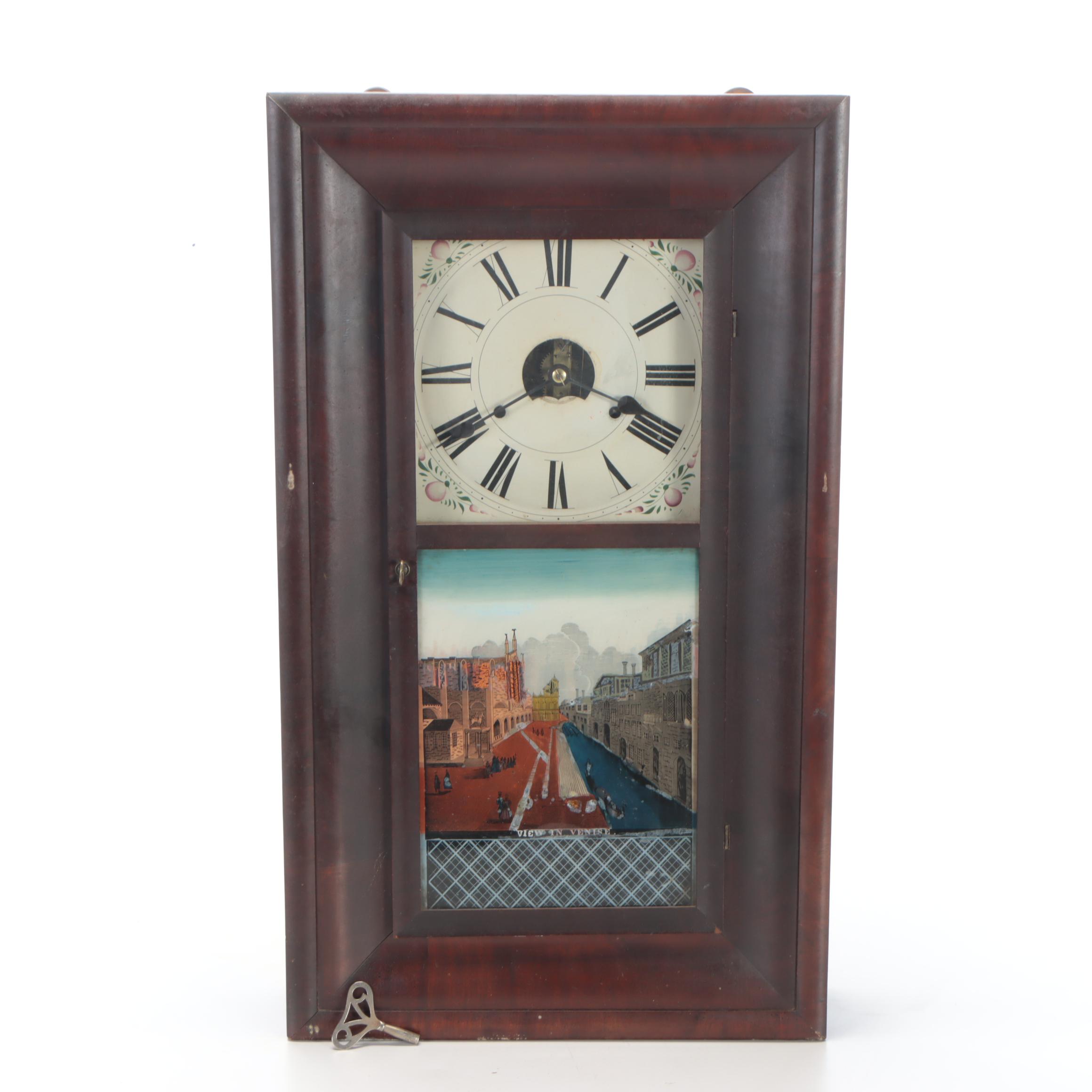 Birge, Peck & Company Wooden Eight-Day Wall Clock, Late 19th Century