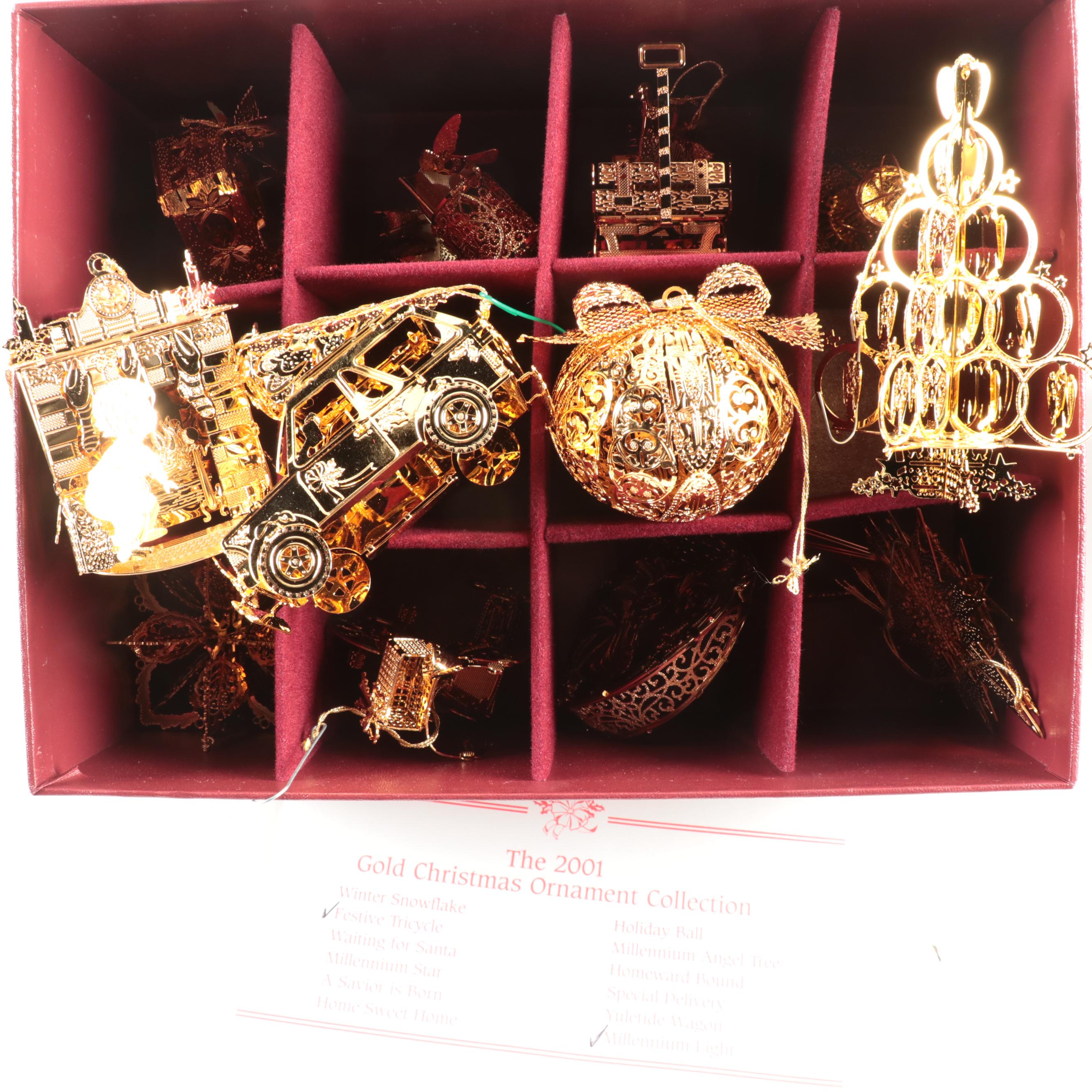 Danbury Mint Gold Christmas Cut Metal Ornament Collection EBTH