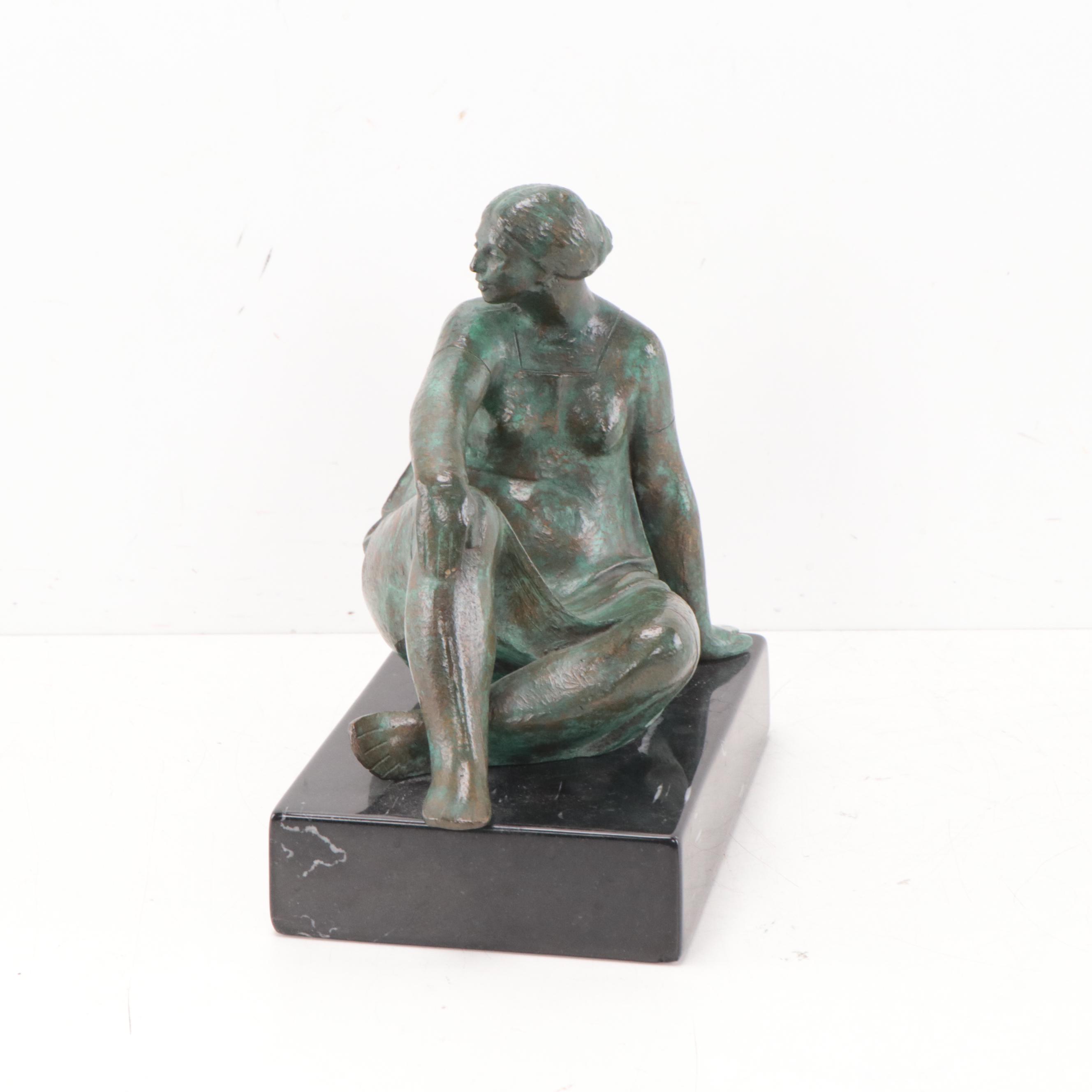 Bronze Sculpture of Sitting Woman