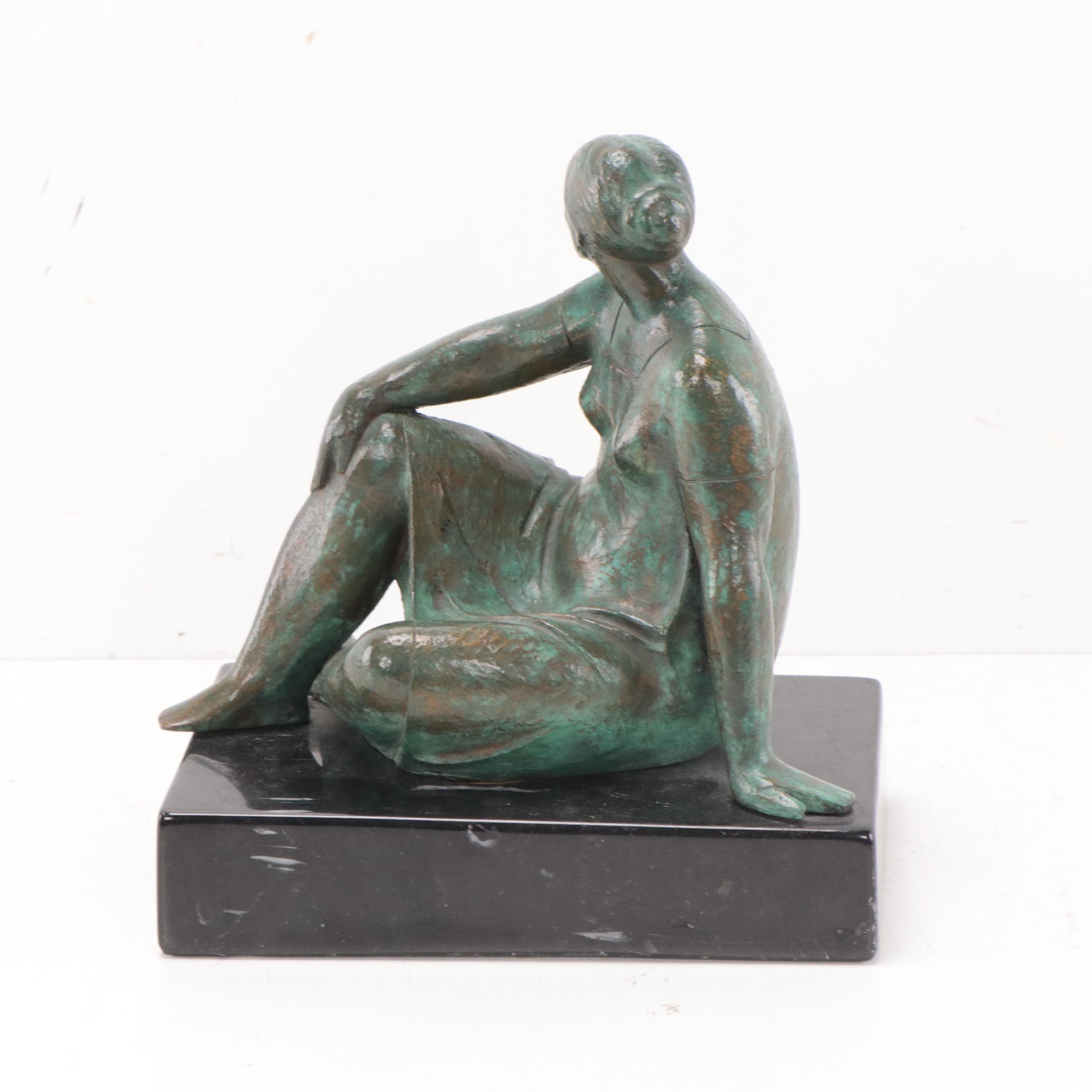 Bronze Sculpture of Sitting Woman